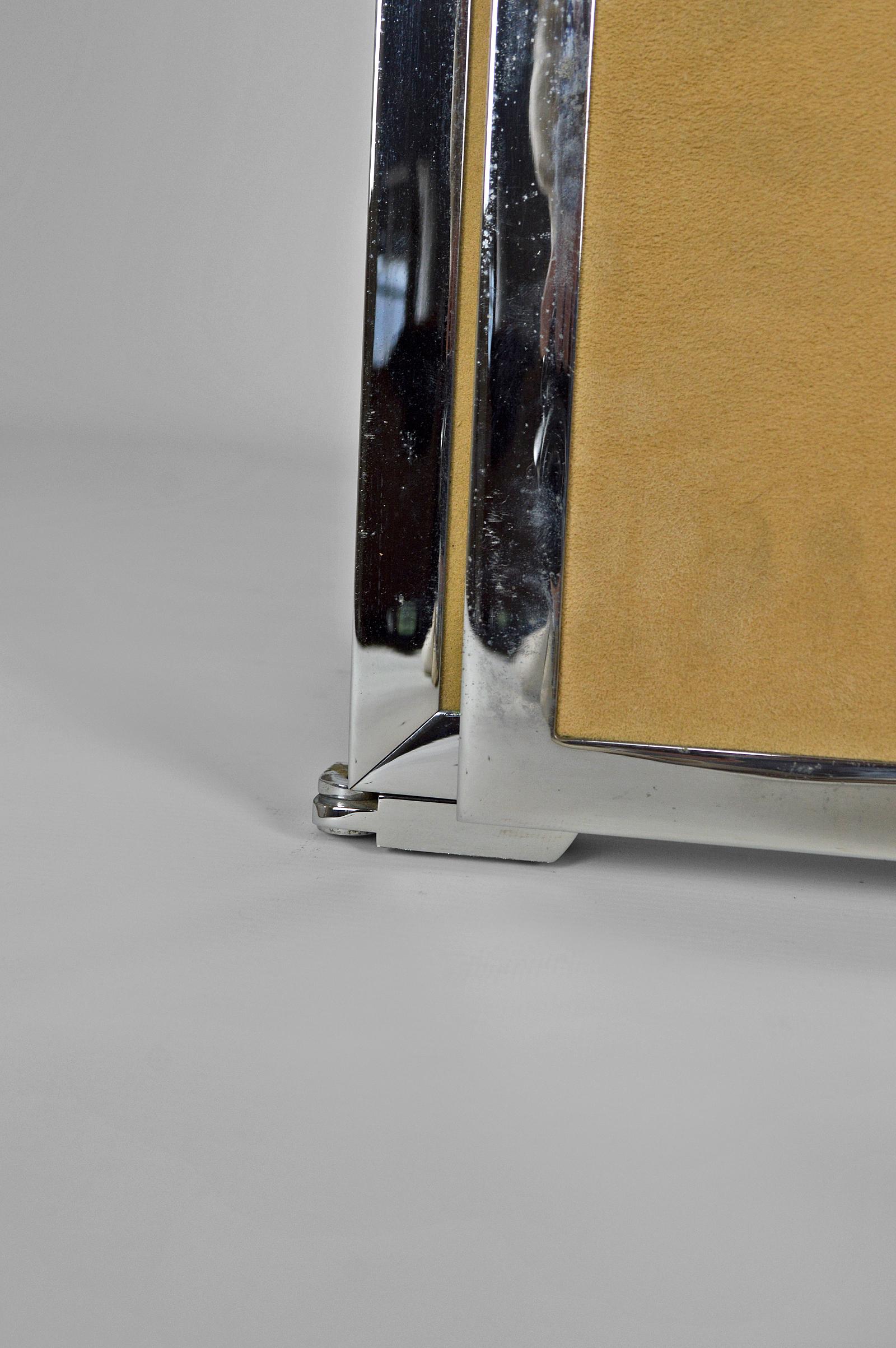 Specchio trittico rivestito in pelle dell'atelier di Coco Chanel, Art Deco, anni '30 in vendita 3