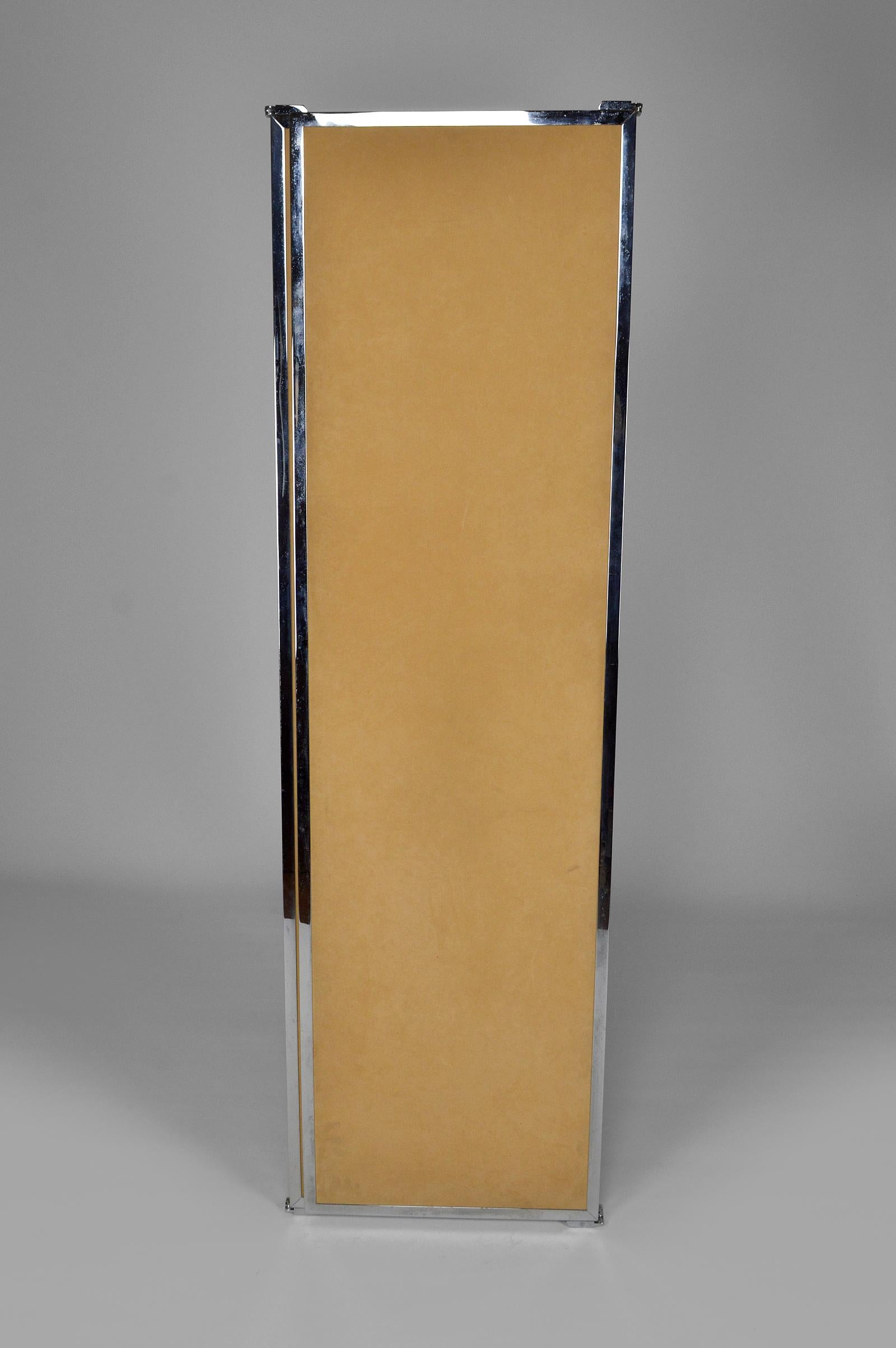 Triptych mirror covered in leather from Coco Chanel workshop, Art Deco, 1930's In Good Condition For Sale In VÉZELAY, FR