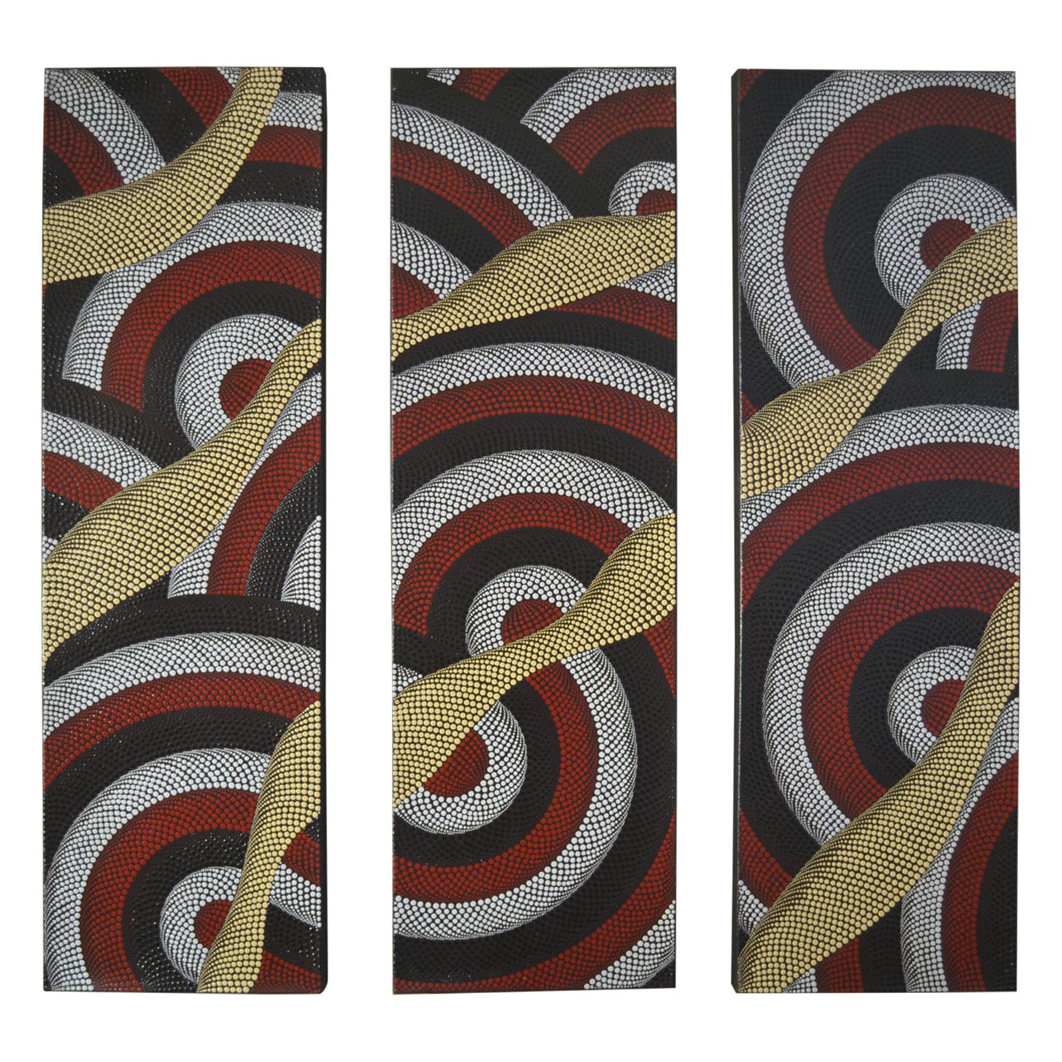 Triptych of Contemporary Aboriginal Paintings