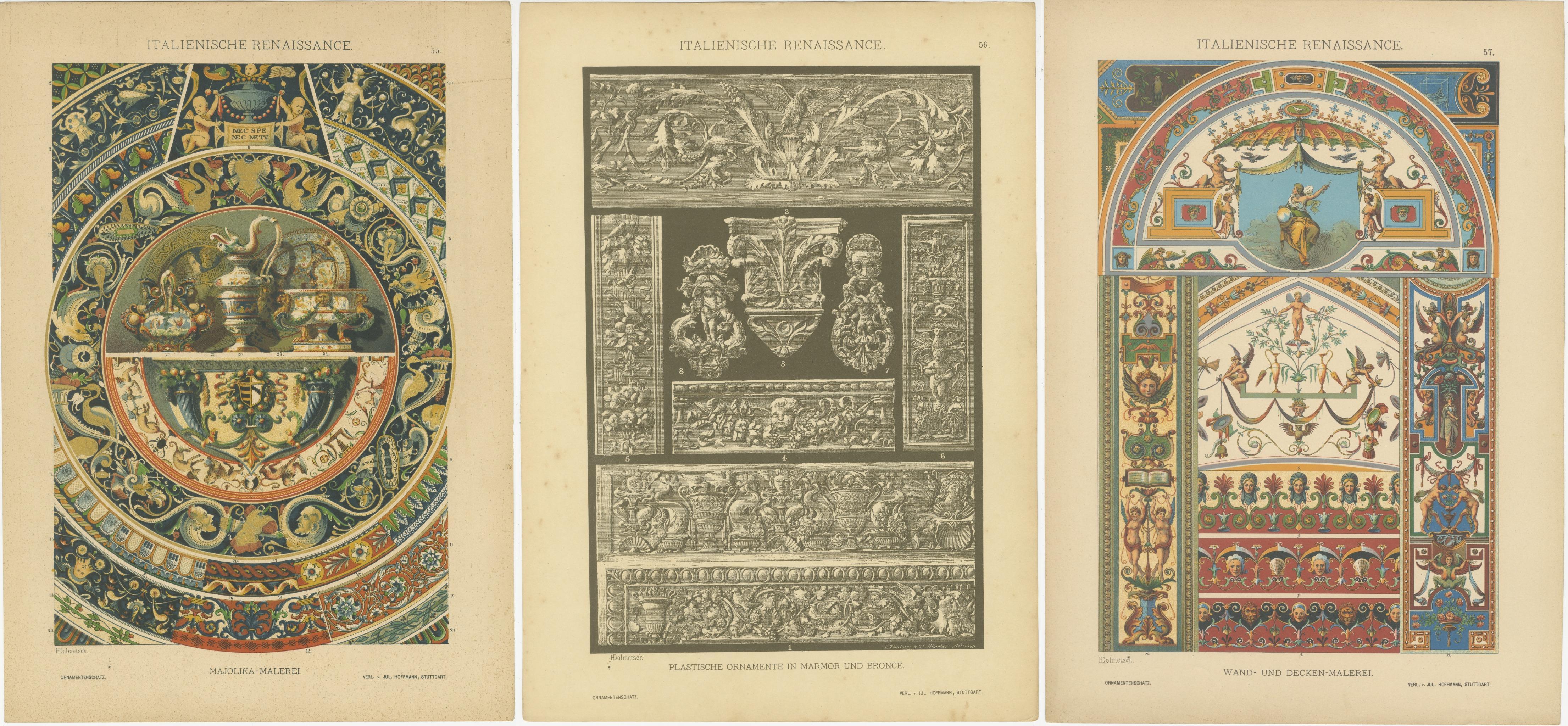 Triptychon der Artistik der italienischen Renaissance, veröffentlicht 1887 (Papier) im Angebot
