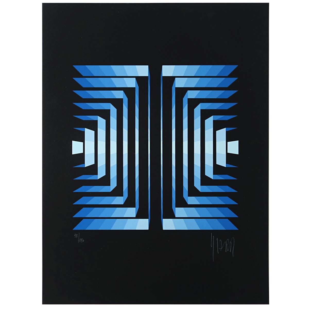 Late 20th Century Triptych of Op-Art Serigraphies Made and Signed by Yvaral - Jean-Pierre Vasarely