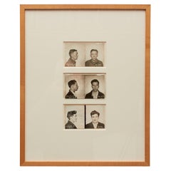 Triptych of Original 1930s Prisoner Photos Framed with Modern Elegance