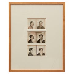 Vintage Triptych of Original 1930s Prisoner Photos Framed with Modern Elegance