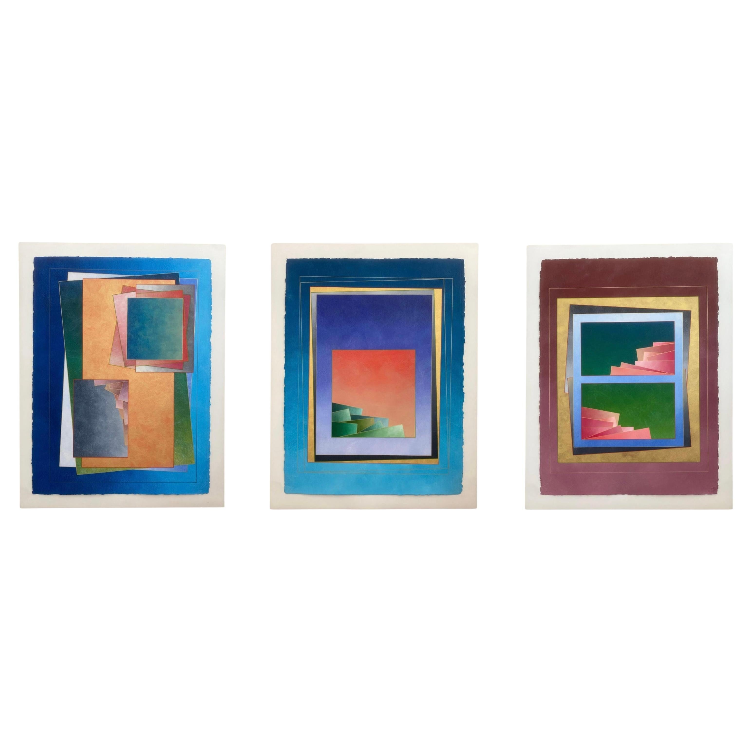 Triptychon der Op-Art-Gemälde von Richard Carter im Angebot
