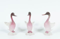 Tríptico de cisnes de cristal "Scavo" de Cenedese Vetri d'Arte, años 70