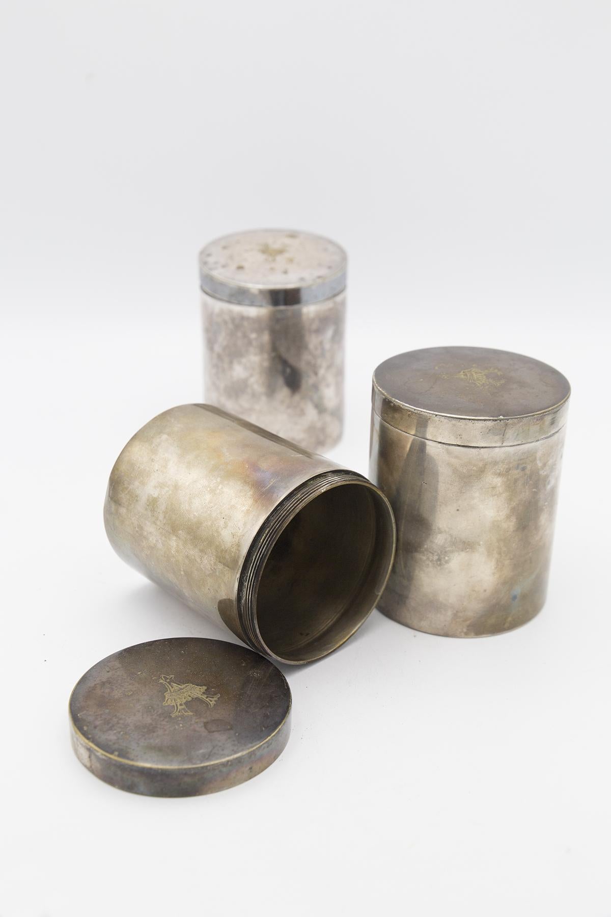 Triptych of Silver Jars branded Boin Taburet a Paris For Sale 5