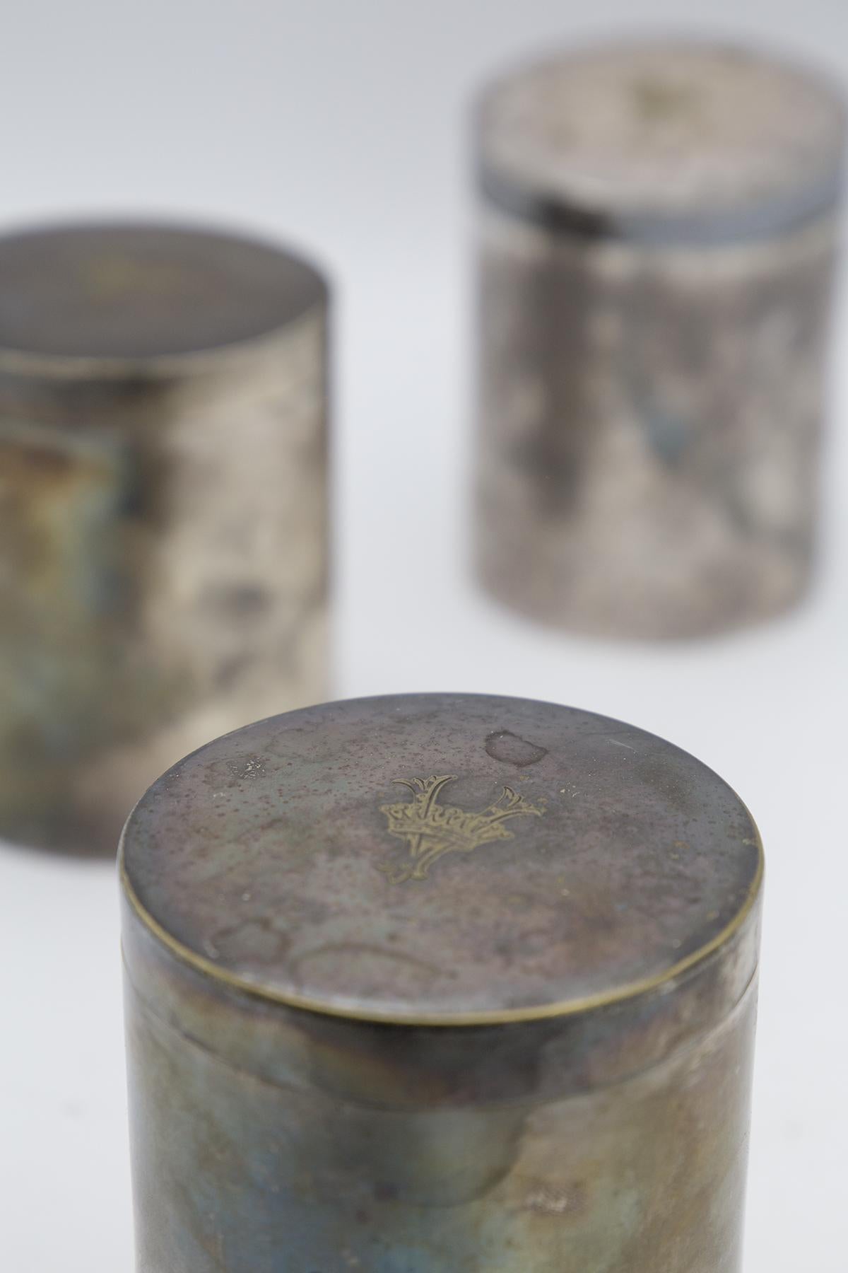 Triptych of Silver Jars branded Boin Taburet a Paris For Sale 2