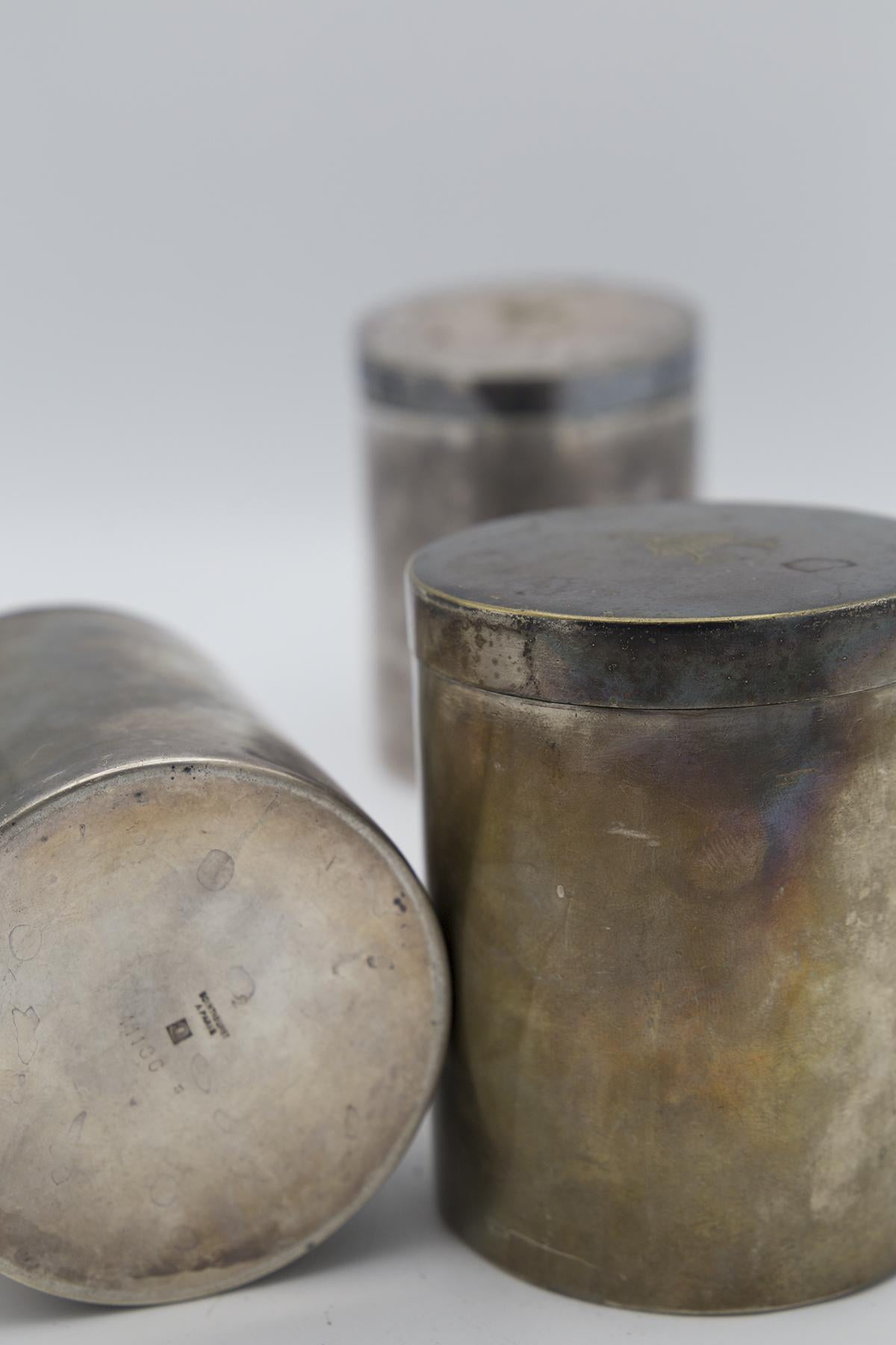 Triptych of Silver Jars branded Boin Taburet a Paris For Sale 2