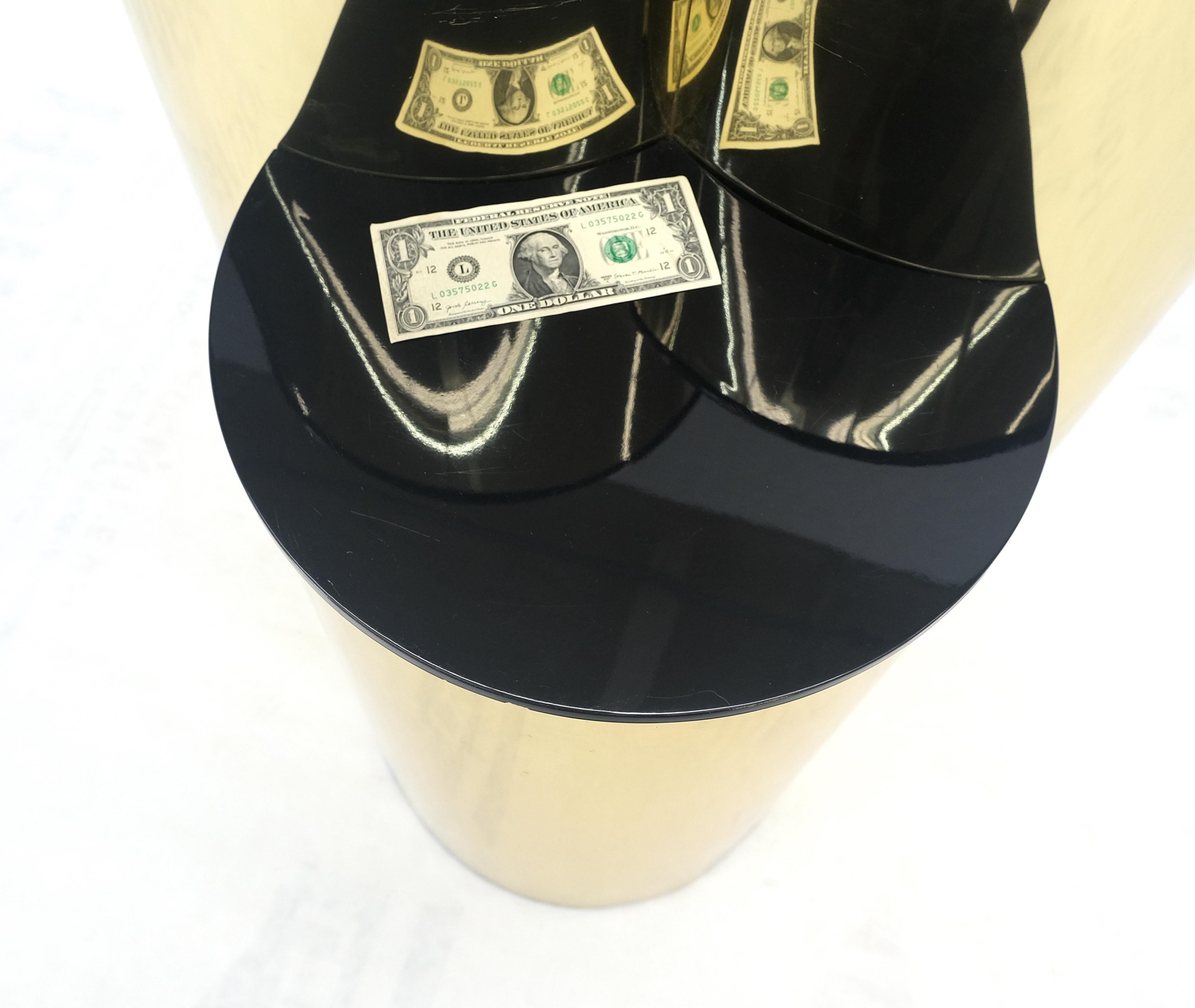 Triptych Round Cylinder Brass Finish Multi Level Pedestal Stand Table For Sale 7