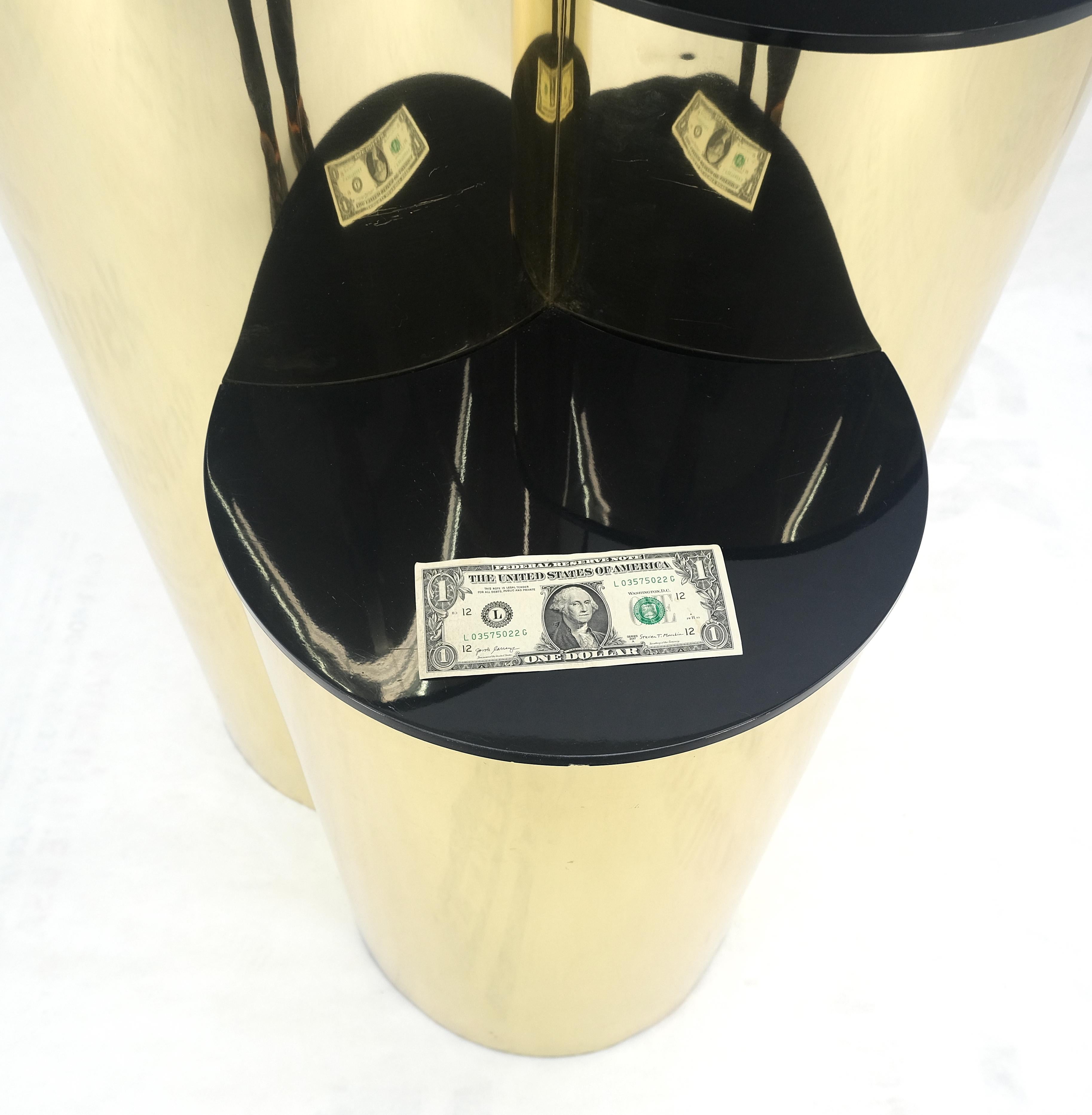 Triptych Round Cylinder Brass Finish Multi Level Pedestal Stand Table For Sale 8