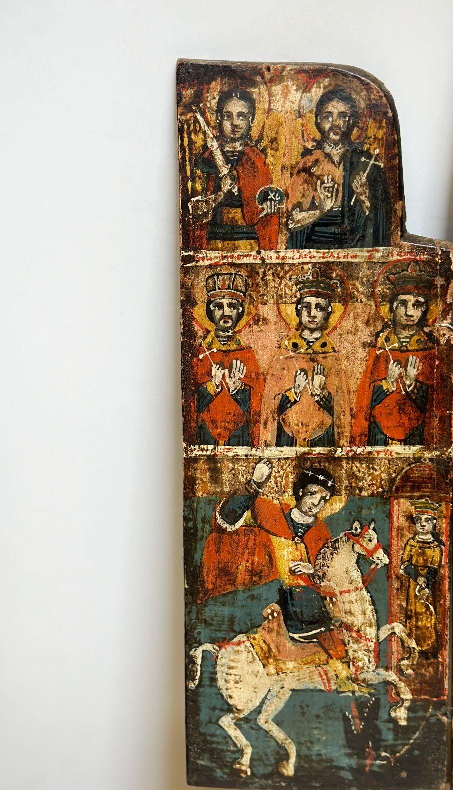 Russisches Triptychon, Ikone Christi und die Jungfrau der unsterblichen Rosen, ca. 1700er Jahre (Frühes 18. Jahrhundert) im Angebot