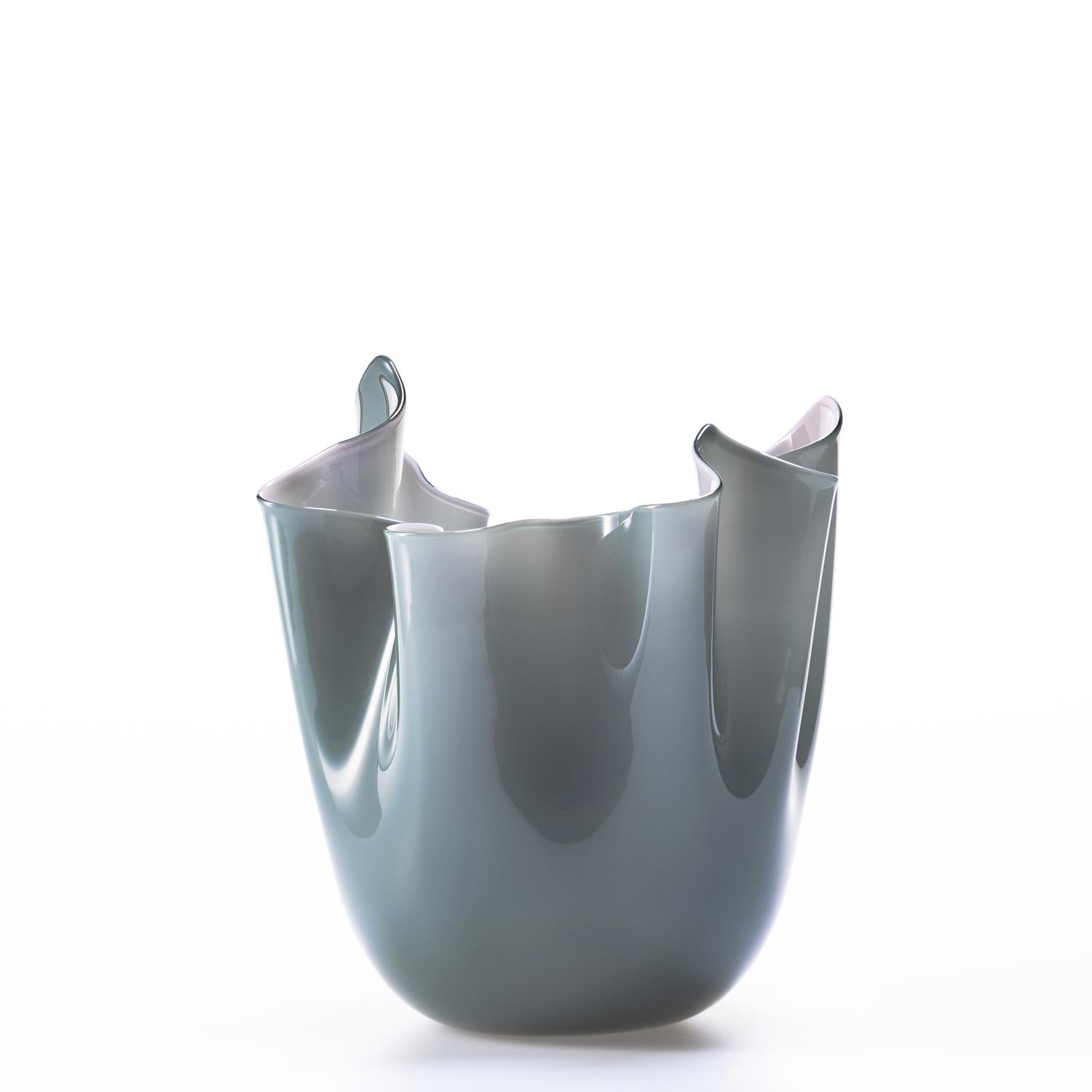 Triptyque de 3 vases en verre soufflé de Murano Elegance : Vases en violet et vert pétrole en vente 3