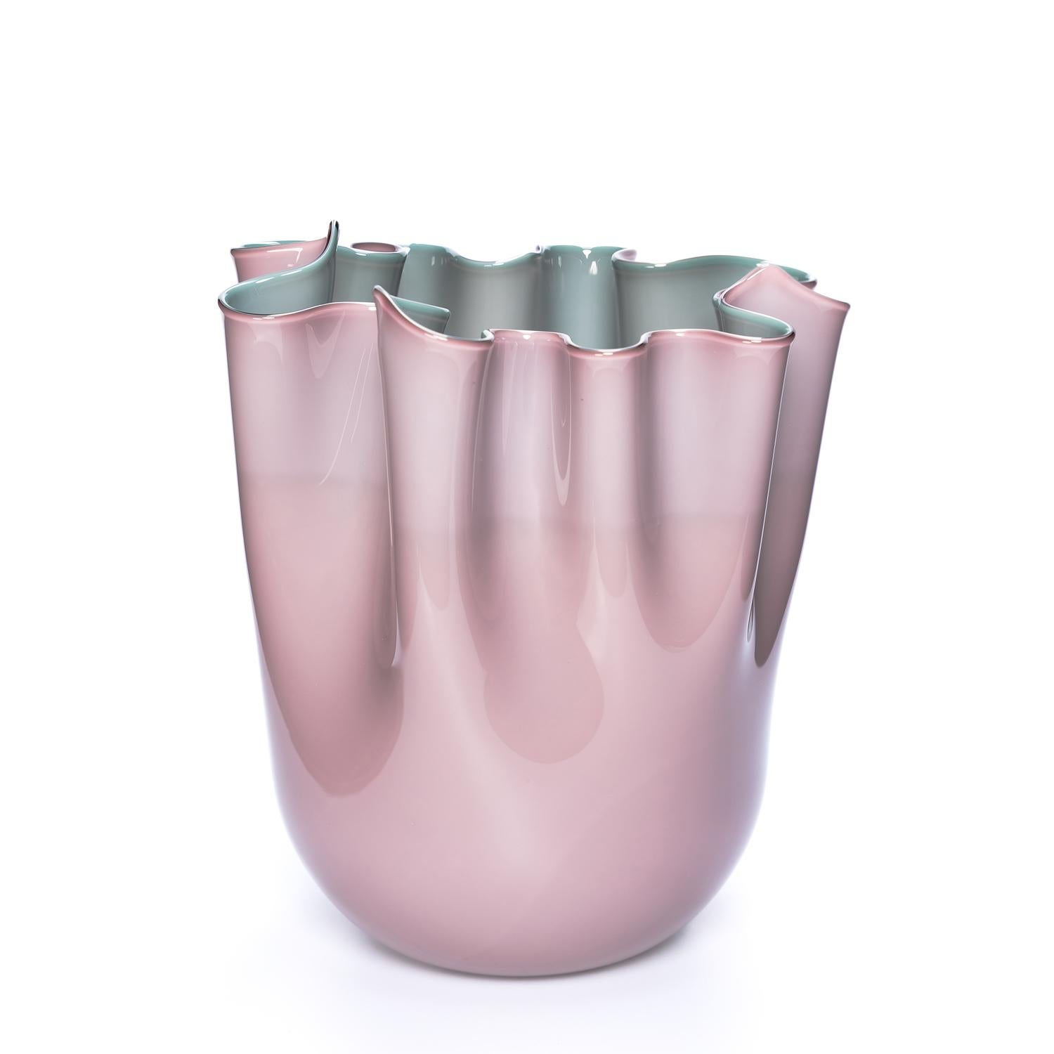 Triptyque de 3 vases en verre soufflé de Murano Elegance : Vases en violet et vert pétrole Neuf - En vente à Venice, VE