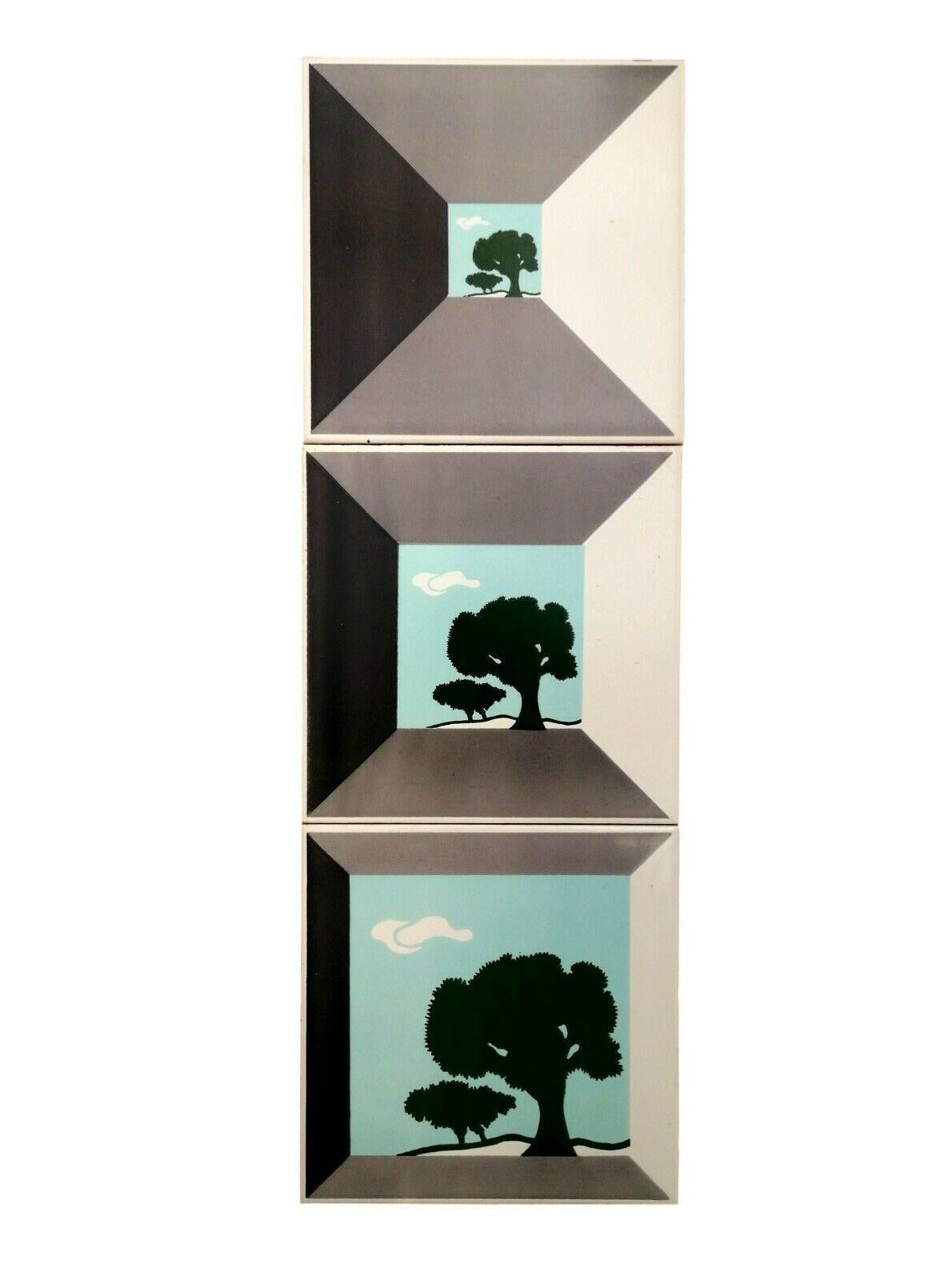 Late 20th Century Triptych Tile in Ceramic Design Sergio Asti for Cedit, 1970s