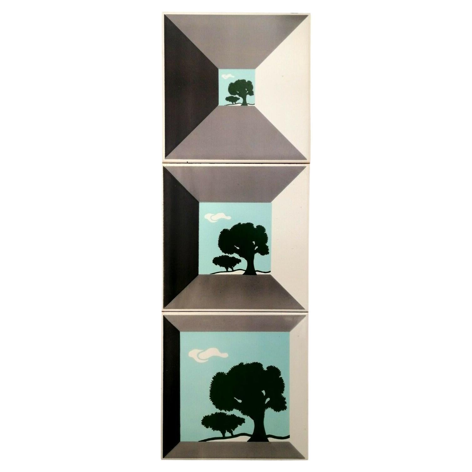Triptych Tile in Ceramic Design Sergio Asti for Cedit, 1970s