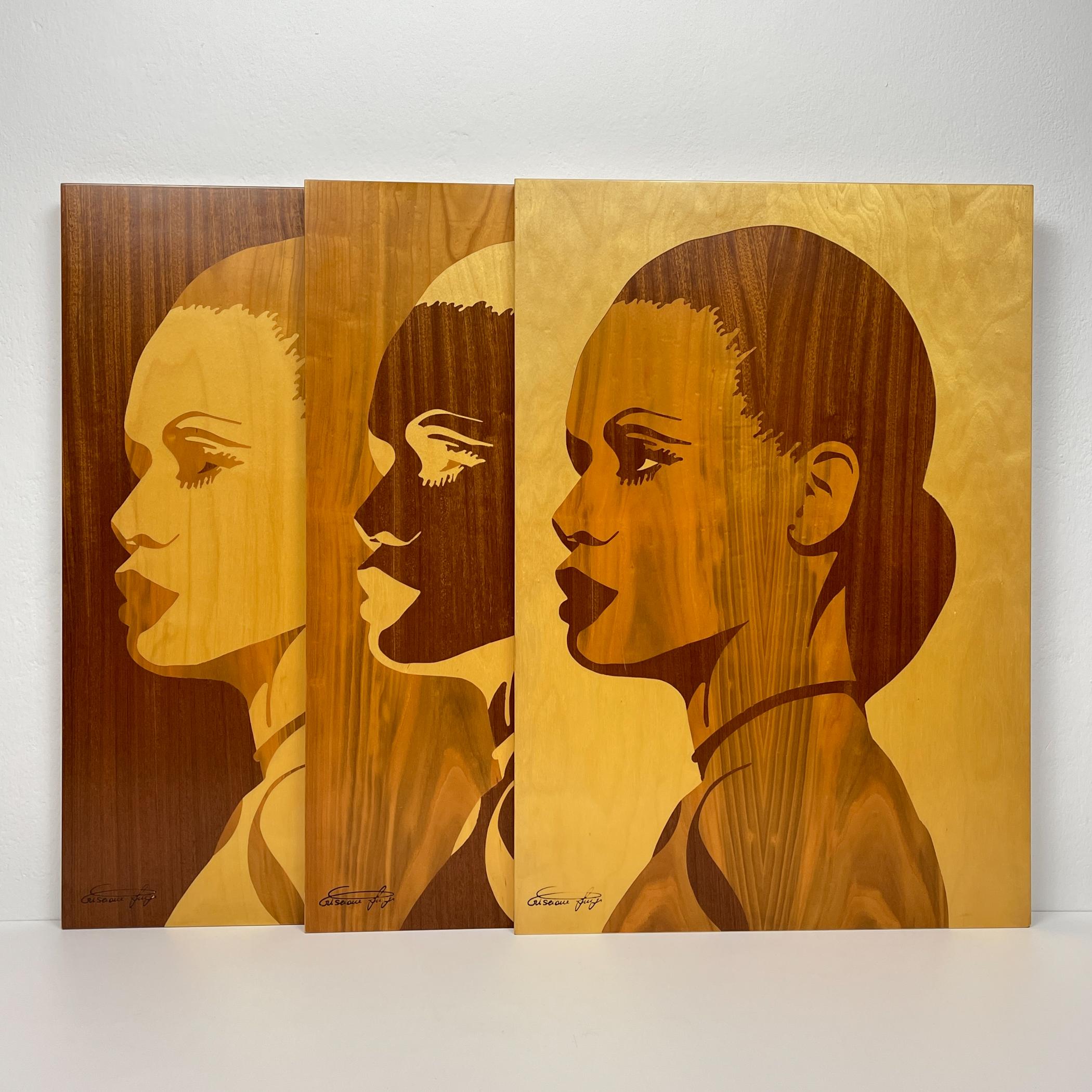 Triptych wooden painting 