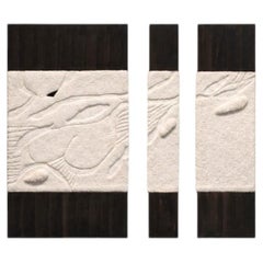 Triptyque Wall Sculpture in Wool & Metal by Tina Tictone