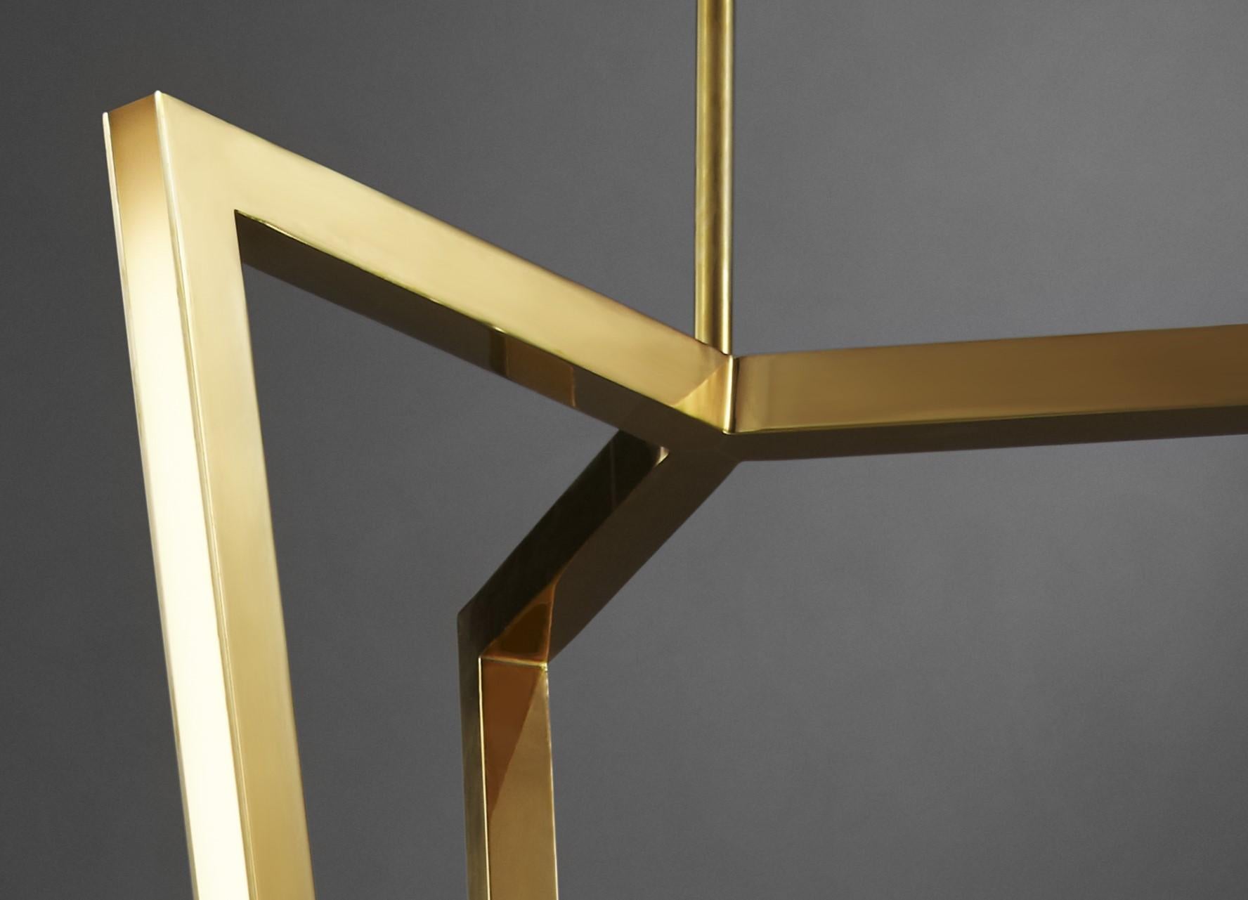 Postmoderno Lampada a sospensione in ottone dorato a forma geometrica tridimensionale di Christopher Boots in vendita