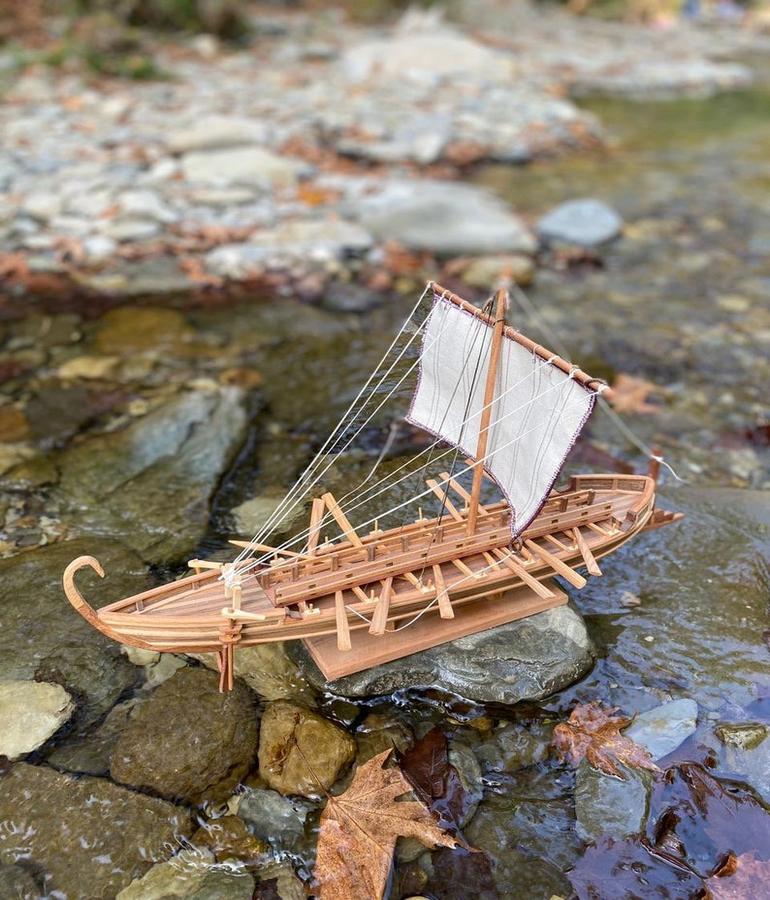 Arts and Crafts Trireme Greek Model Ship, Museum Quality For Sale