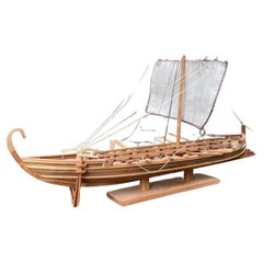 Antique Trireme Greek Model Ship, Museum Quality