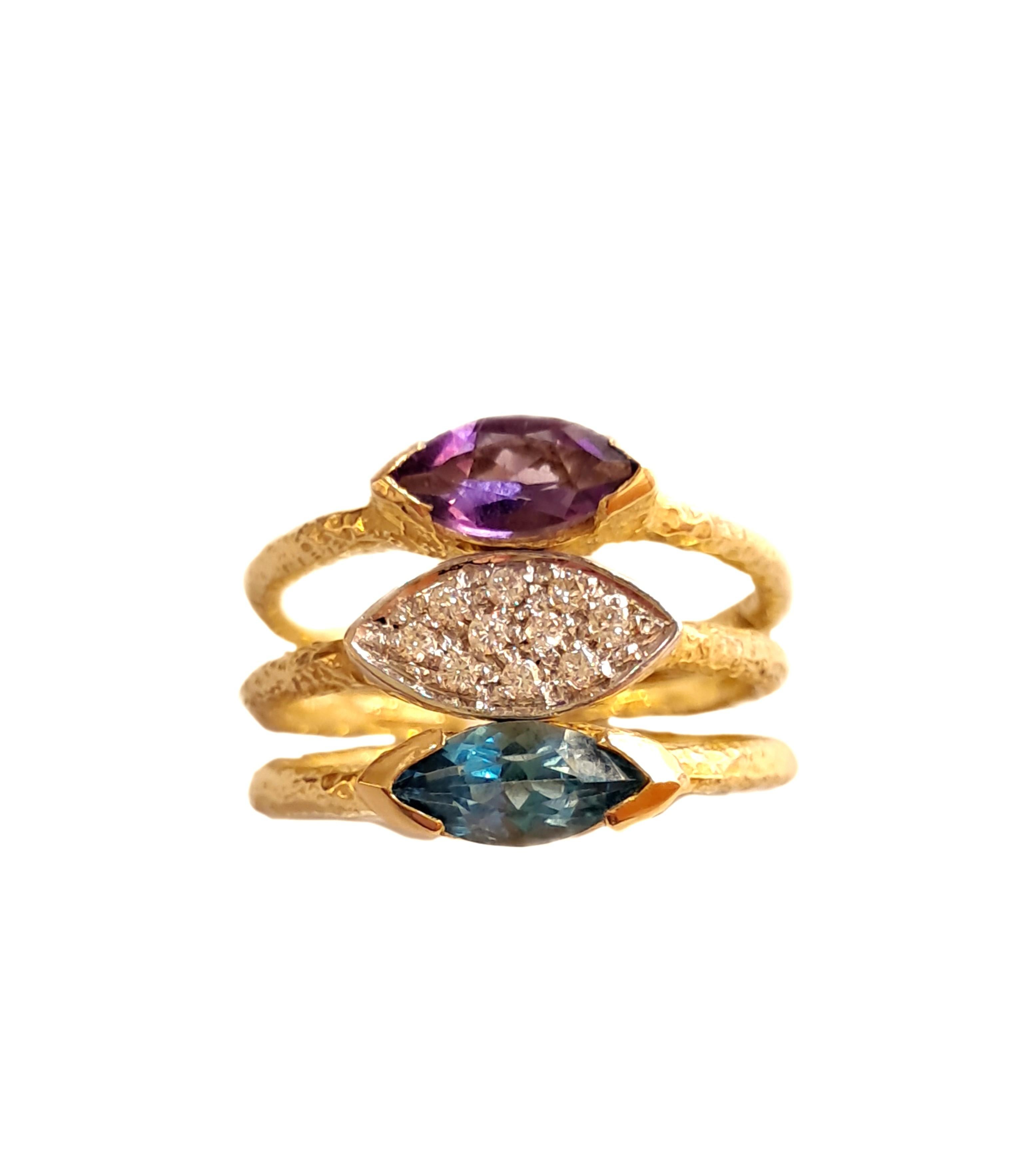 in vendita:  Tris Anelli Sacchi in Oro giallo 18k Ametista Diamanti e Topazio Blu 4