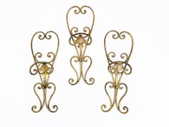 Trio of Wrought Iron Clothes Hangers Gold 50's -Design-