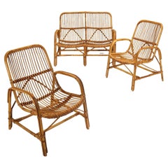 Ensemble de chaises en bambou 1950s-60s