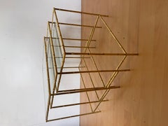 Set of trio of brass bamboo style coffee tables Italian design 1960s