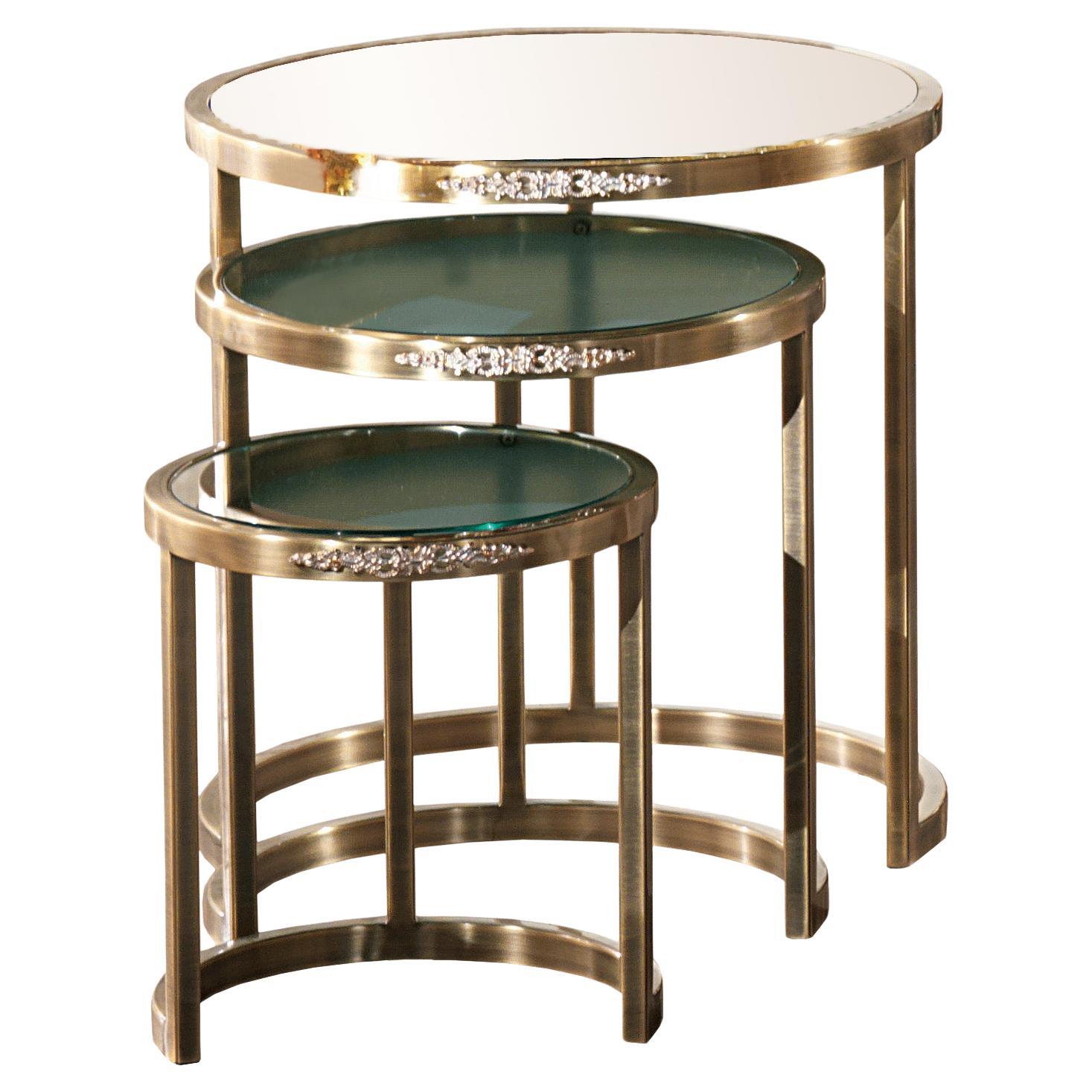 Trio of Brass Side Tables AY075 For Sale