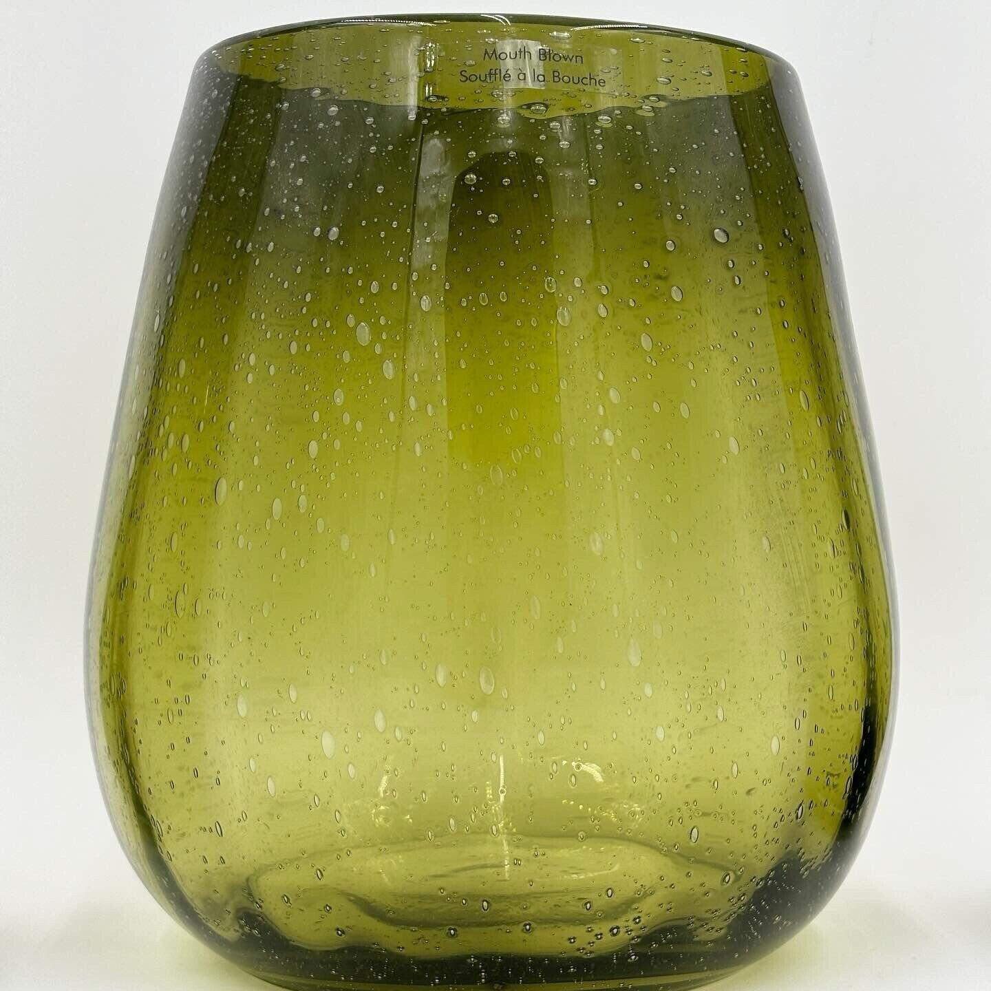 Italian Tris de vases Sia soufflés à la bouche en forme de bouteille verte Design 1980's