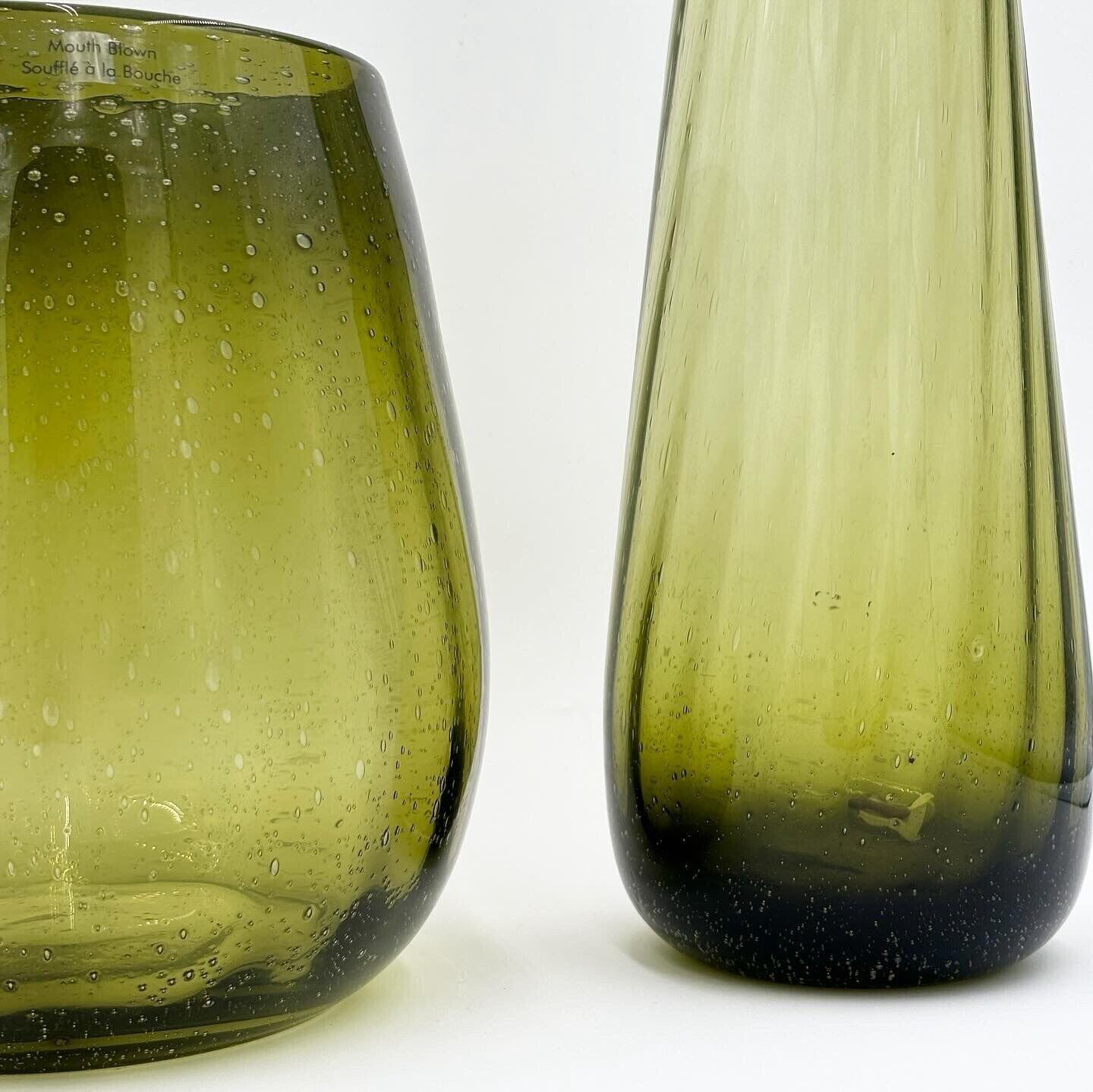 Tris de vases Sia soufflés à la bouche en forme de bouteille verte Design 1980's Bon état à Taranto, IT