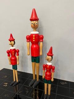 Tris Pinocchio Snodabili Vintage in legno -Art- Idea Regalo
