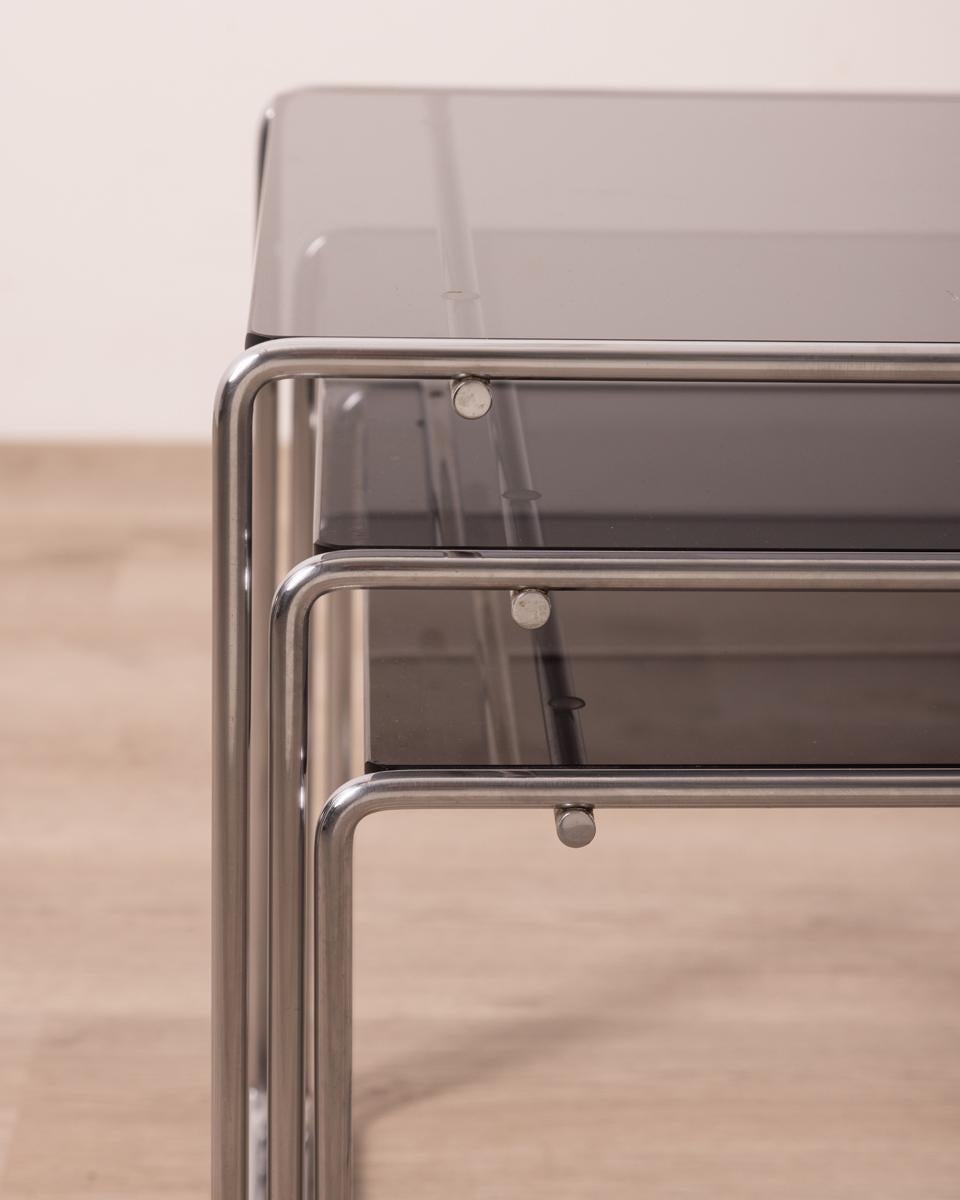 Late 20th Century Tris tavolini impilabili vintage anni 70 Marcel T design K. Takahama per Cassina
