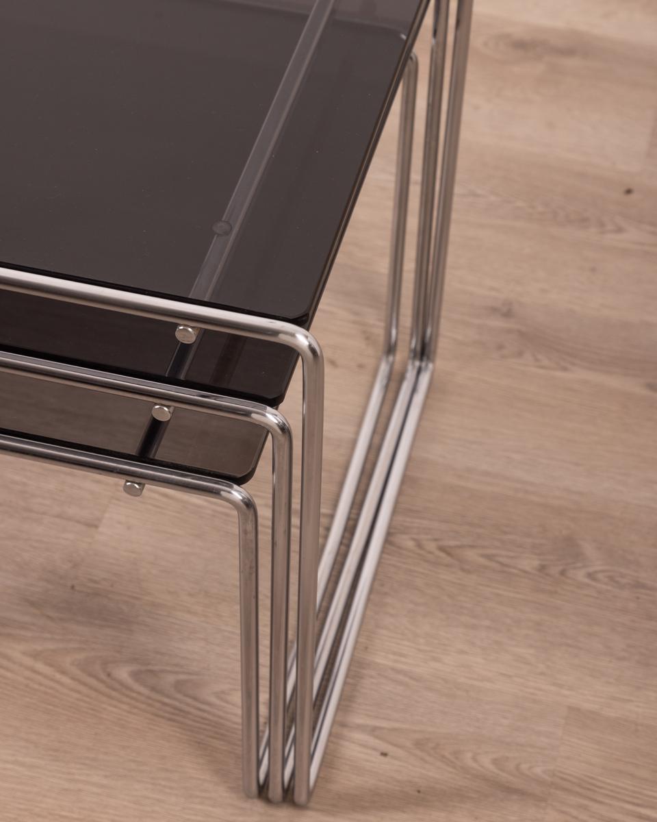Metal Tris tavolini impilabili vintage anni 70 Marcel T design K. Takahama per Cassina