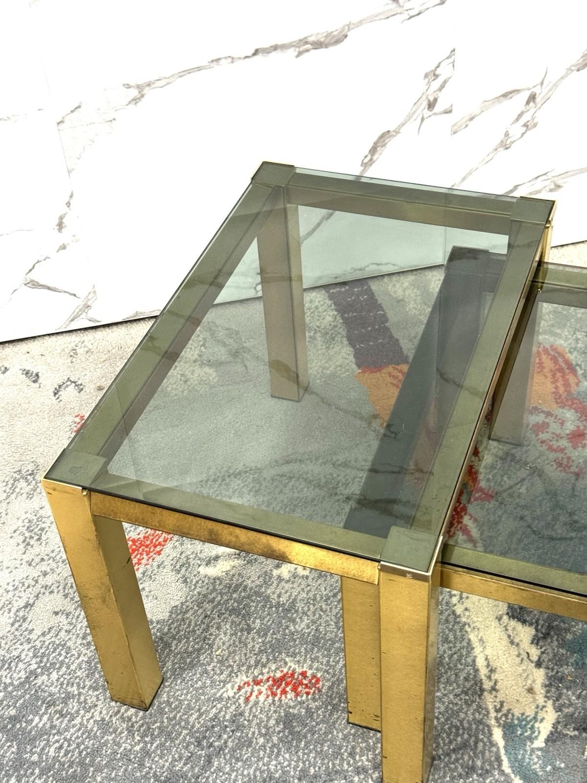 Tris tavolini ottone Hollywood Regency 1970 Design Modernariato Italian en venta