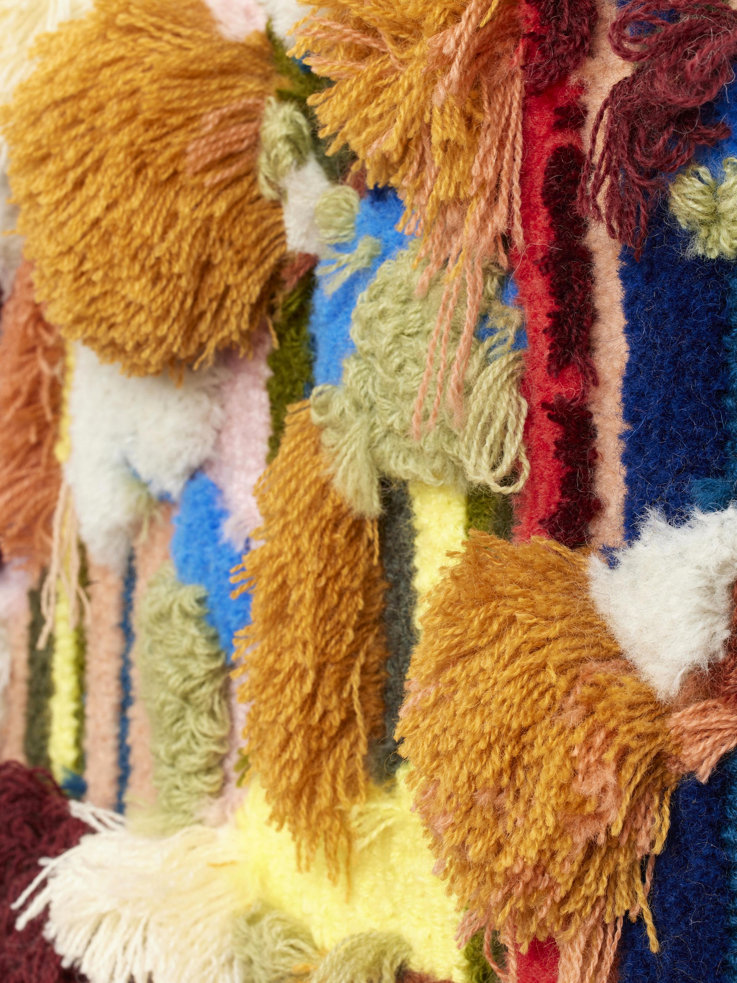 'A Tisket, A Tasket' - contemporary fiber art, textural, colorful, tufting - Abstract Sculpture by Trish Andersen