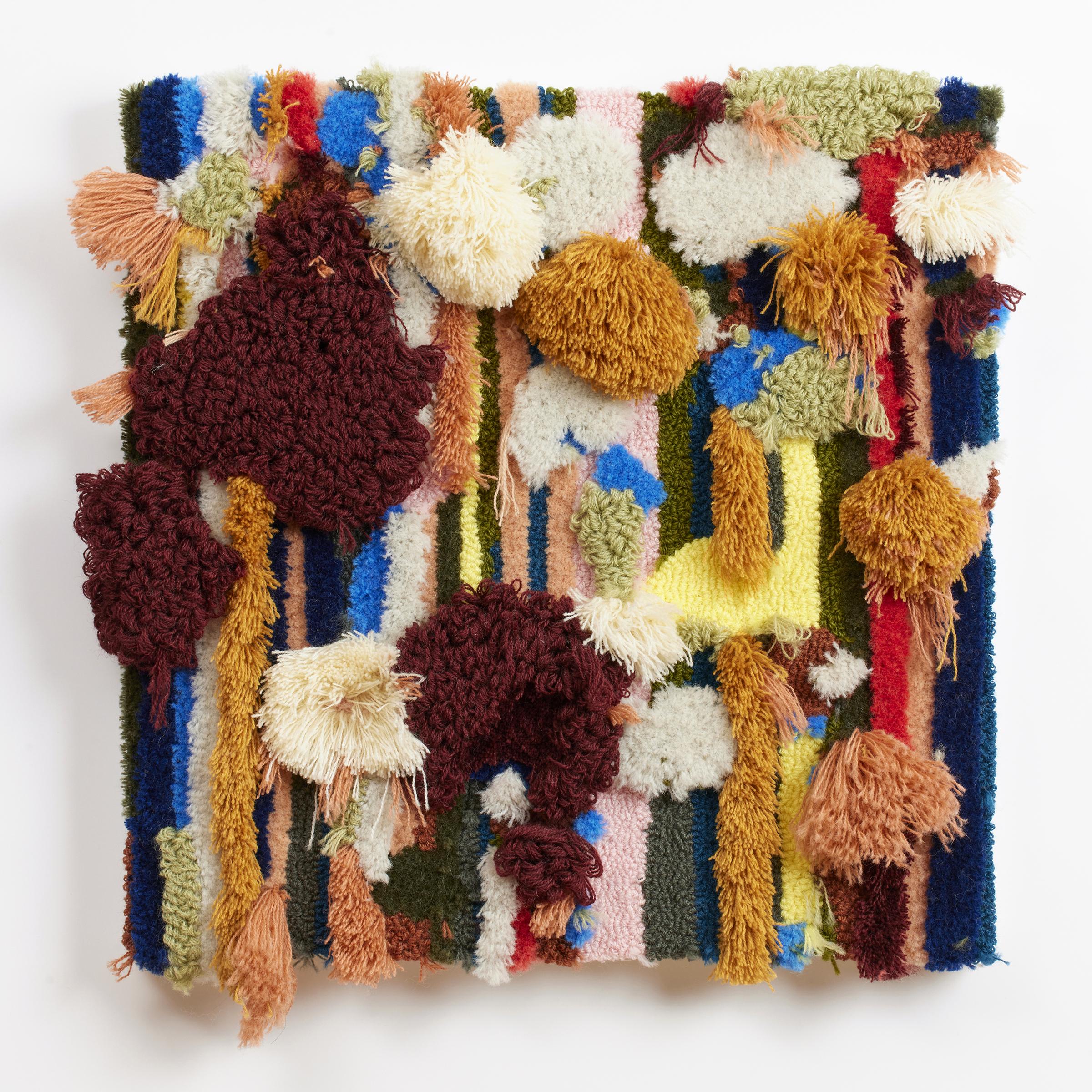 Trish Andersen Abstract Sculpture - 'A Tisket, A Tasket' - contemporary fiber art, textural, colorful, tufting
