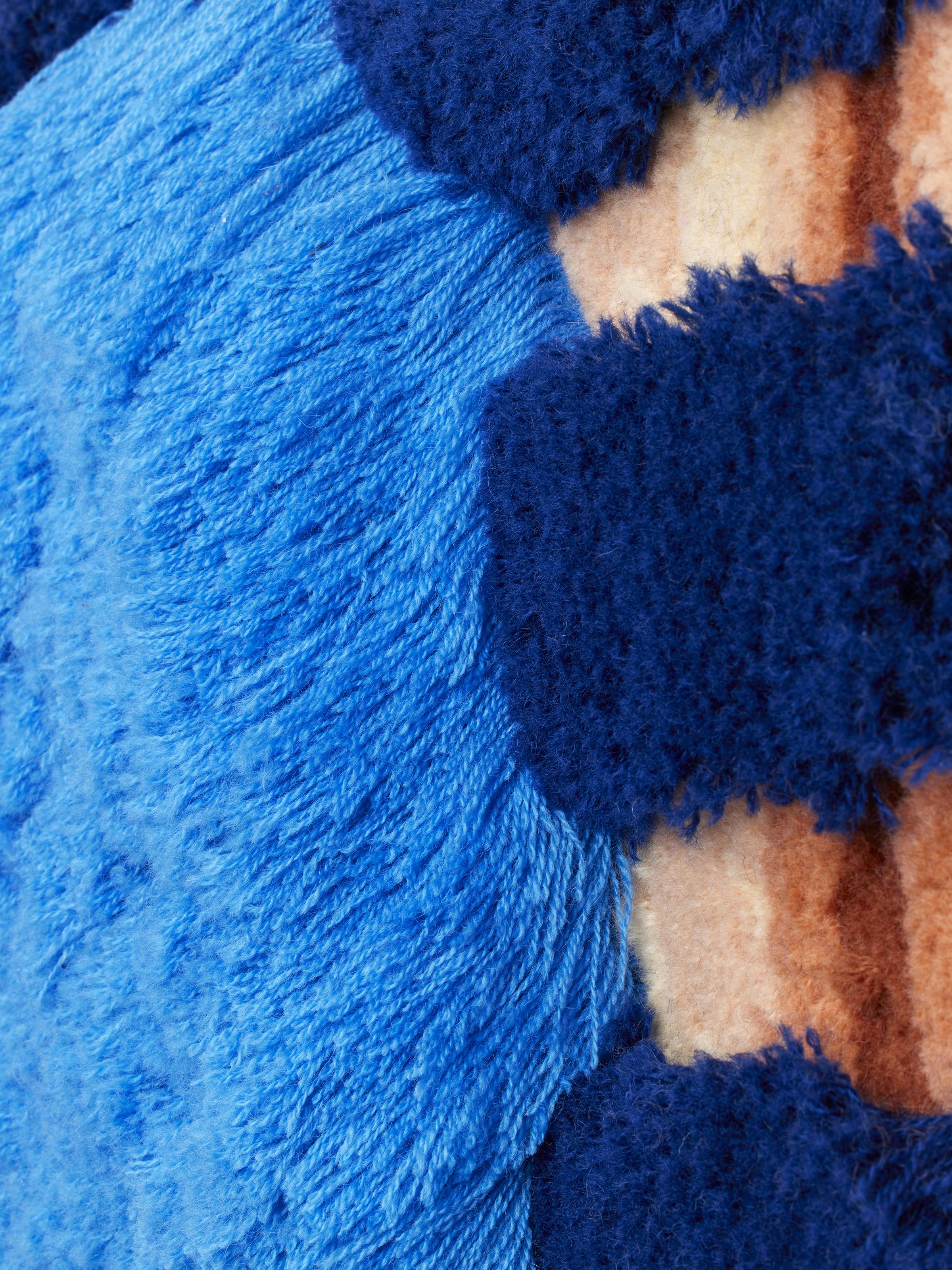 'Blue Boy' - contemporary fiber art, texture, pattern, stripes, tuft - Sculpture by Trish Andersen