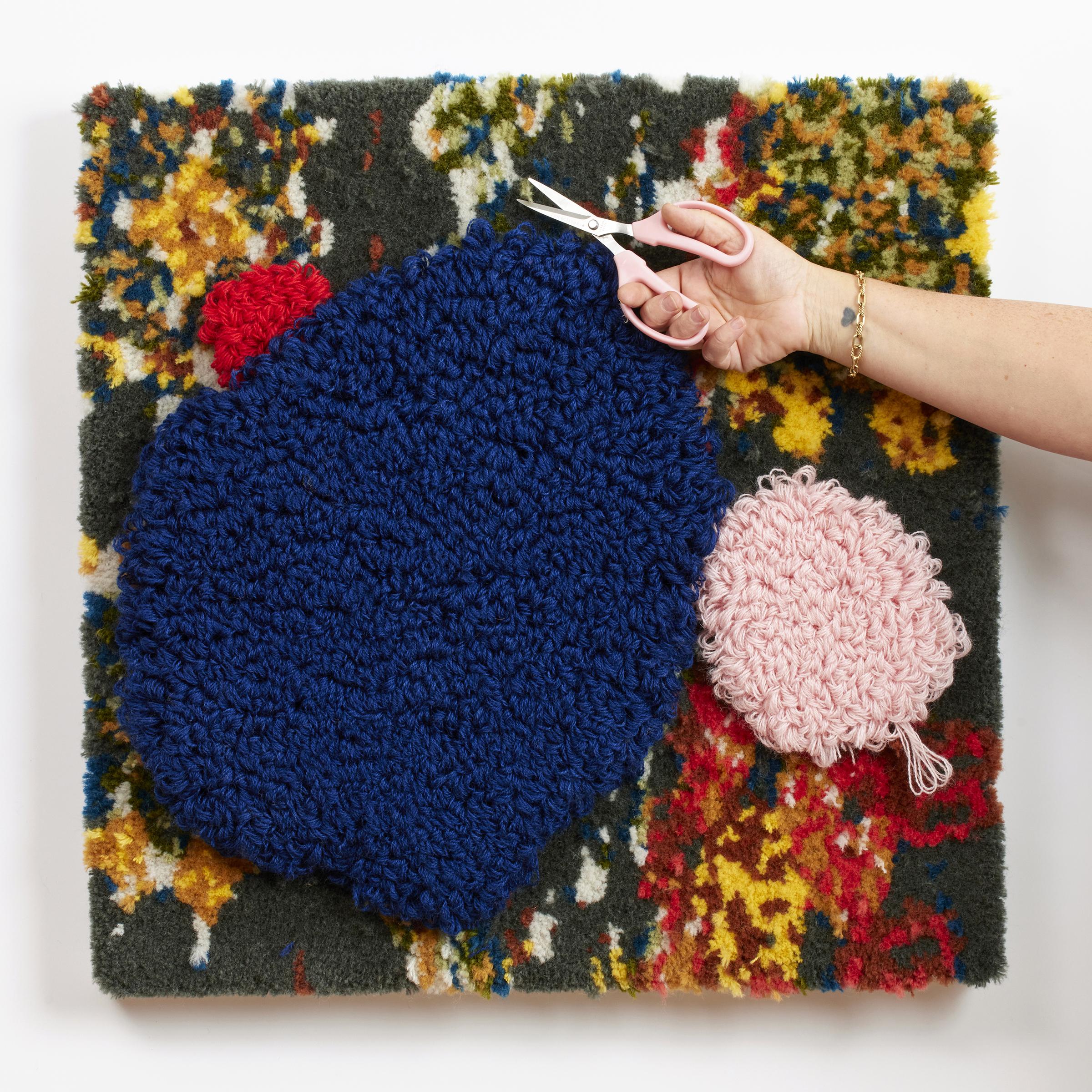 'Boom, Boom, Boom' - contemporary fiber art, texture, pattern, dots, tufting - Abstract Mixed Media Art by Trish Andersen