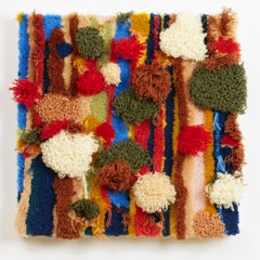 'Chili Dogs & Roses' - contemporary fiber art, texture, pattern, dots, tufting