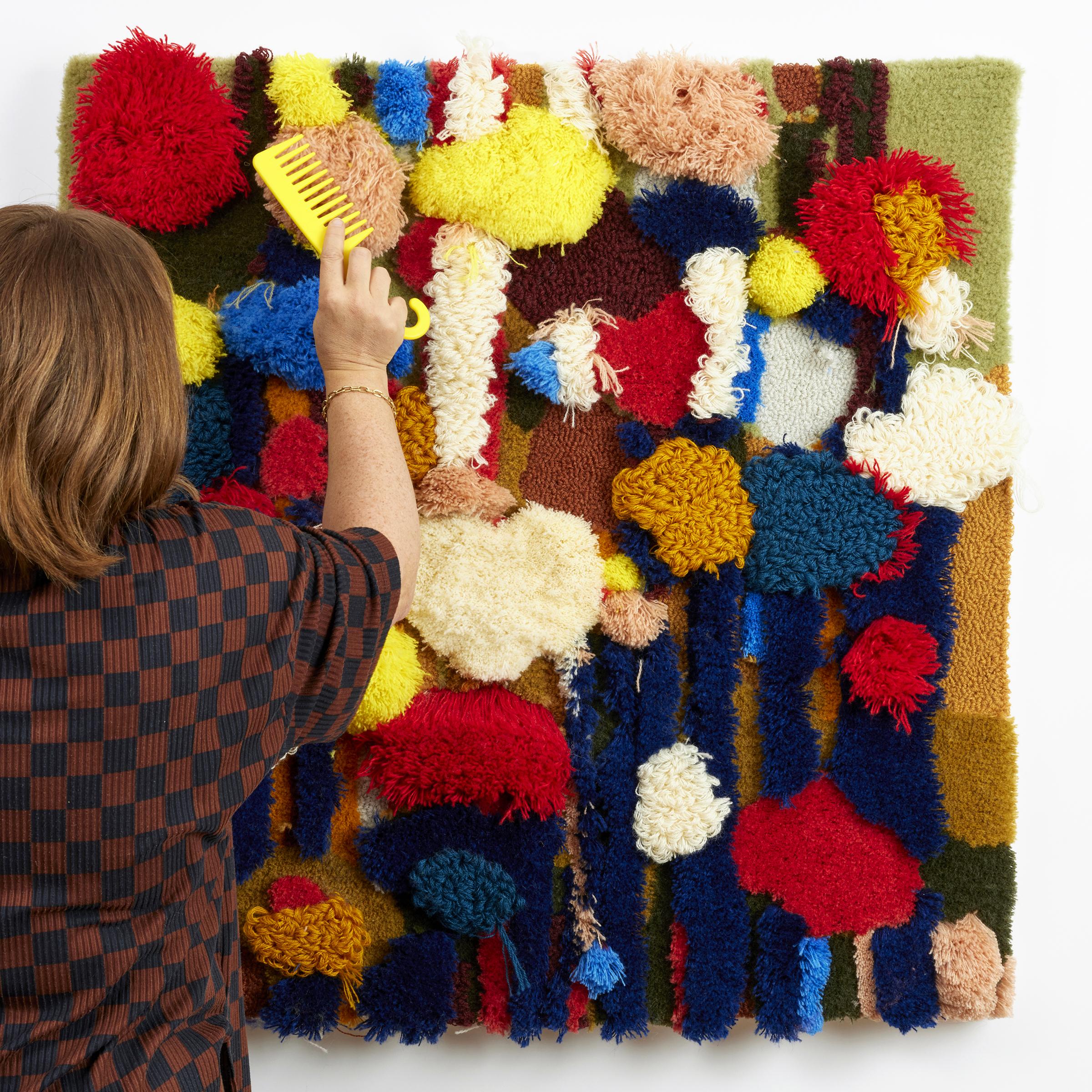'Come What May' - contemporary fiber art, texture, pattern, dots, tufting - Sculpture by Trish Andersen