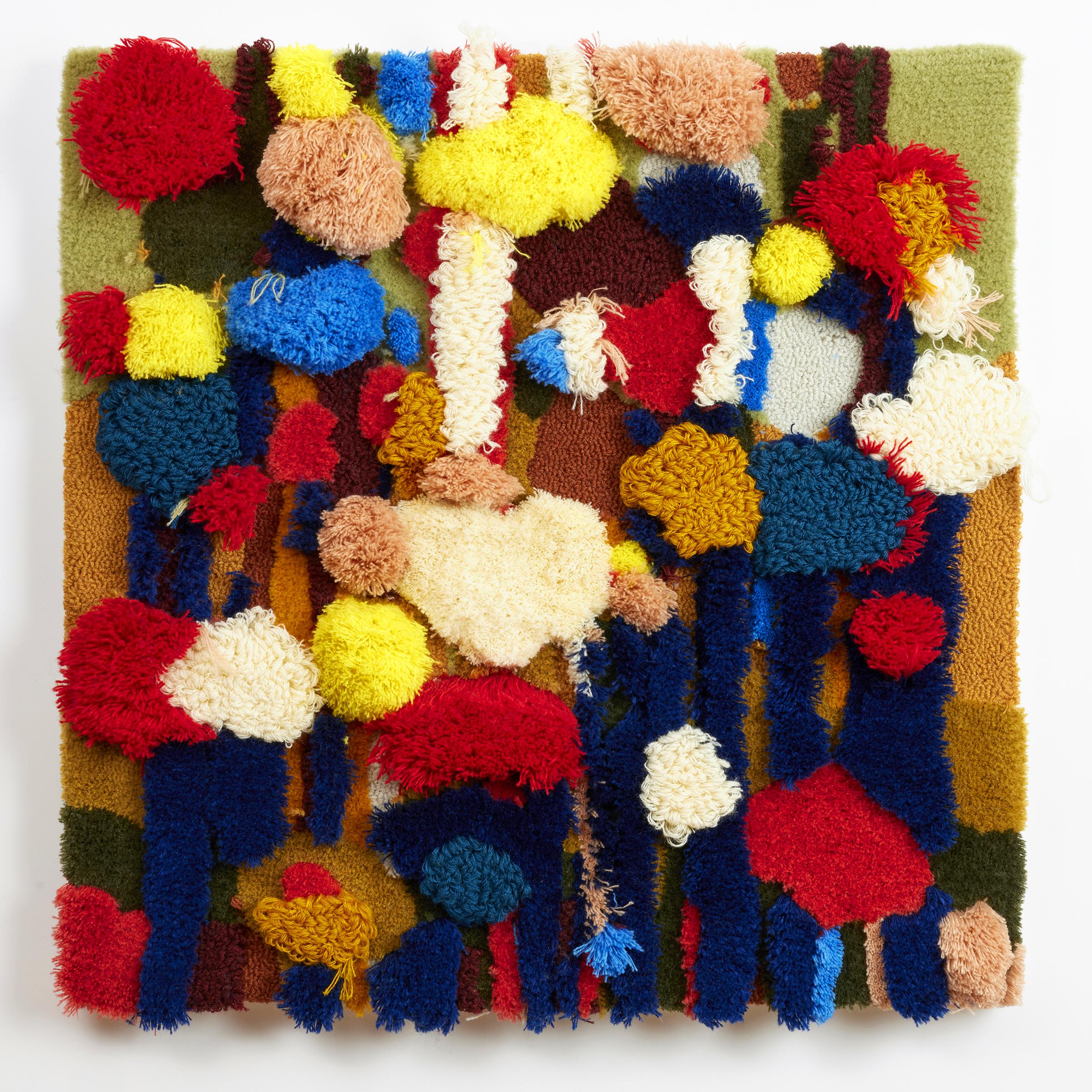Trish Andersen Abstract Sculpture - 'Come What May' - contemporary fiber art, texture, pattern, dots, tufting
