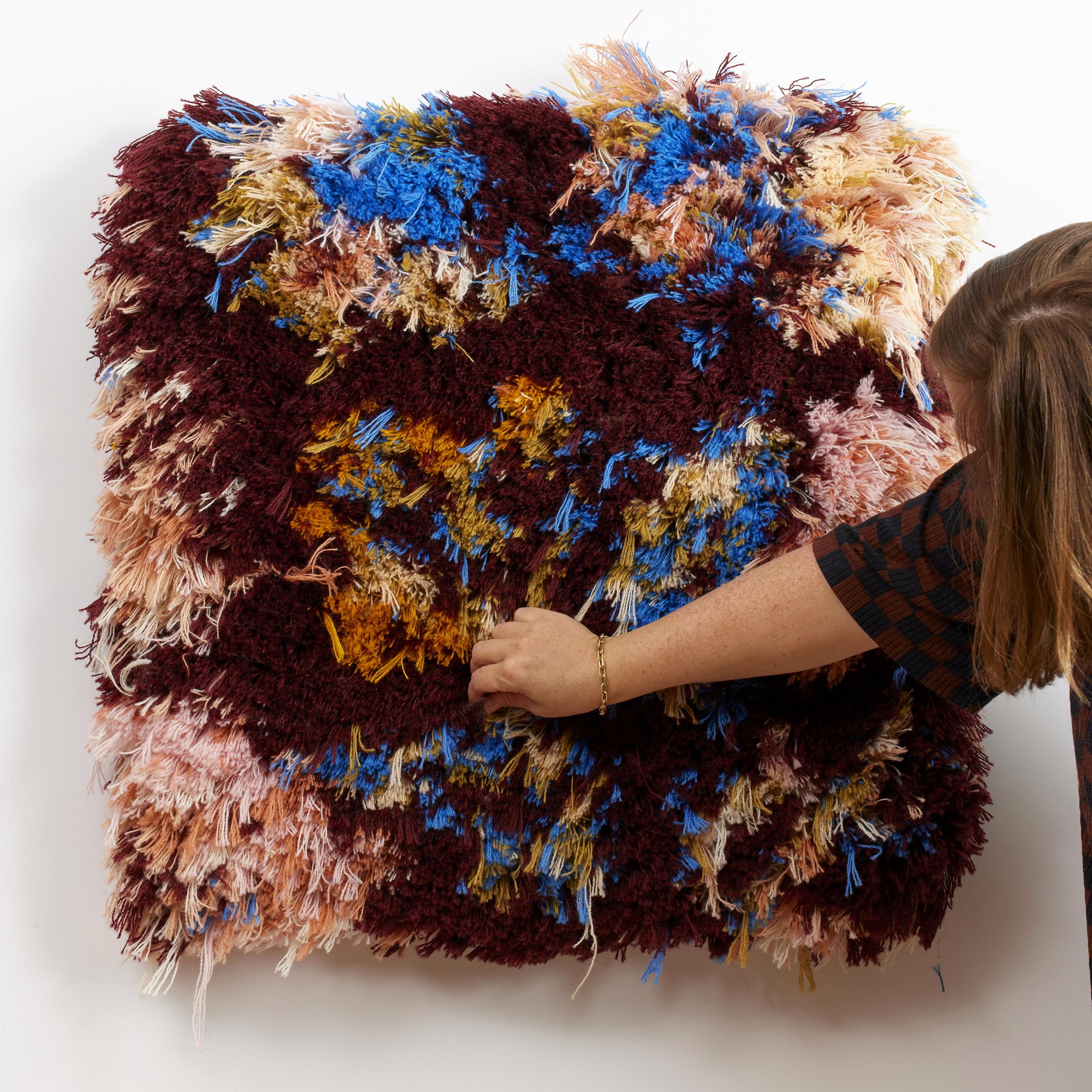 'Hand in Hand' - contemporary fiber art, texture, pattern, dots, tufting - Sculpture by Trish Andersen