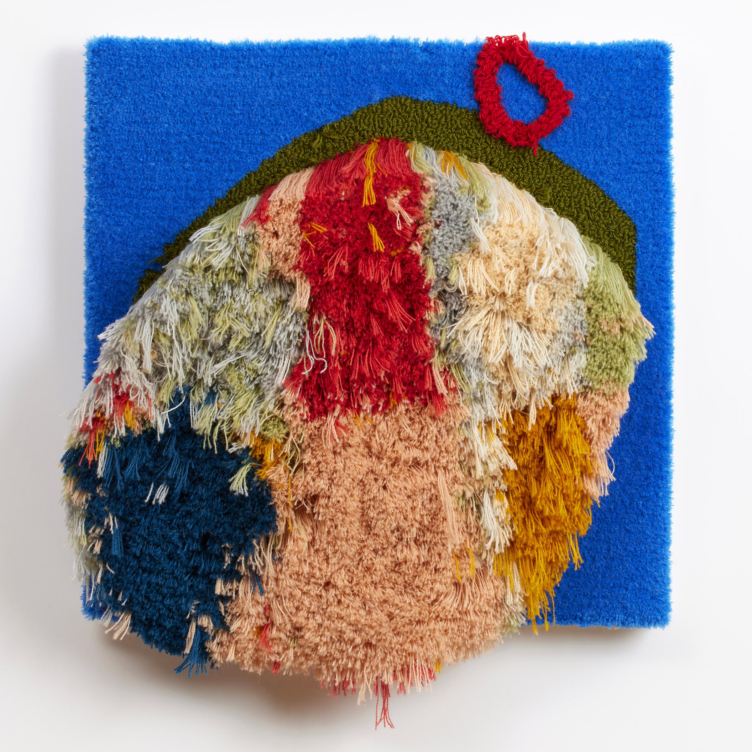 Trish Andersen Abstract Sculpture - 'Jelly Roll' - contemporary fiber art, texture, pattern, blue, tufting