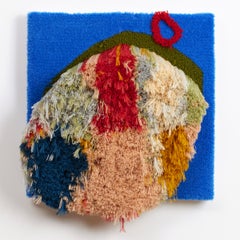 Jelly Roll" - art contemporain de la fibre, texture, motif, bleu, tufting