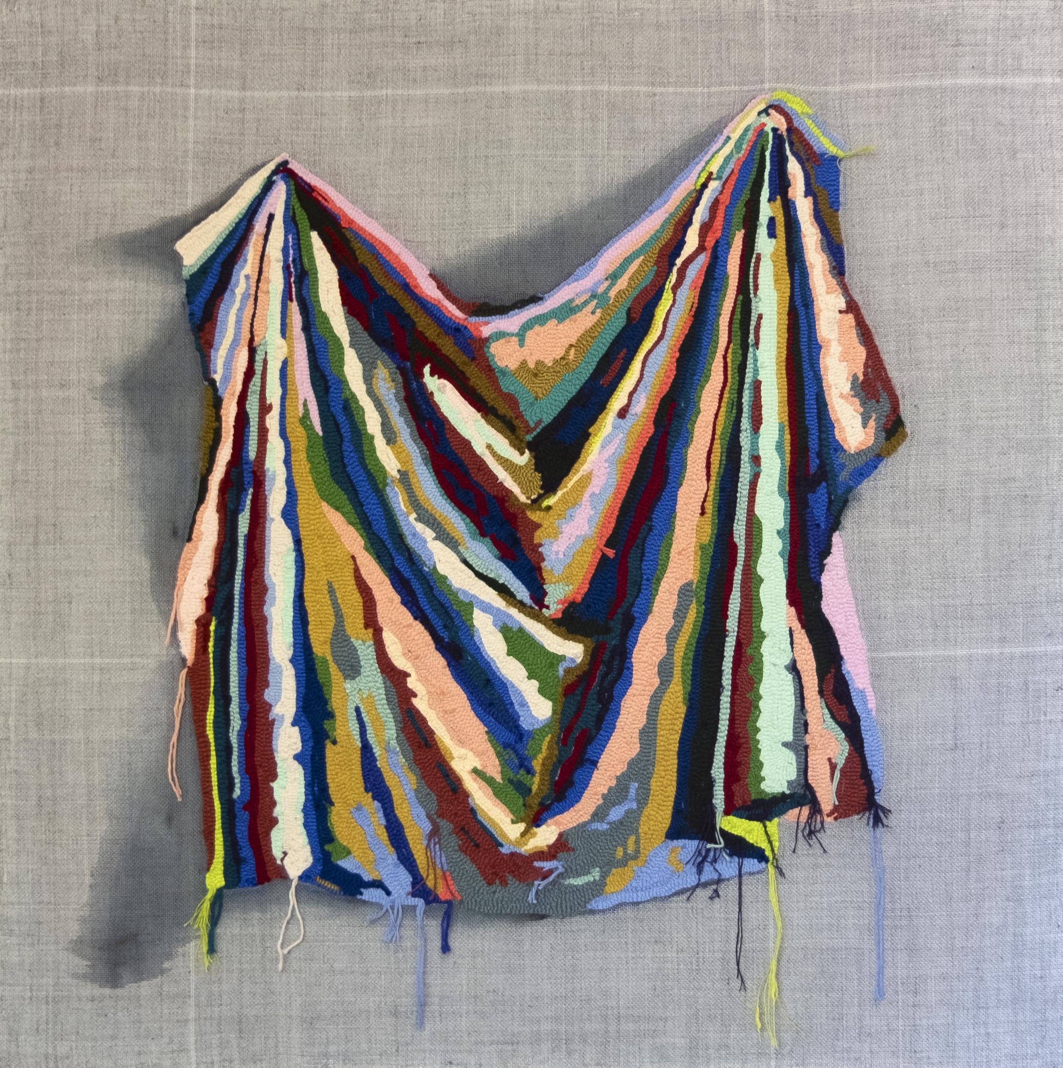 "Open" - contemporary fiber art - tufting - colorful - Trompe-l'œil - Hicks - Mixed Media Art by Trish Andersen