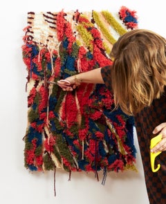 'Pile Smile' - contemporary fiber art, texture, pattern, stripes, tufting