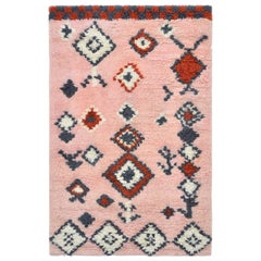 Trish, Bohemian Shaggy Moroccan Hand Knotted Area Rug, Rose