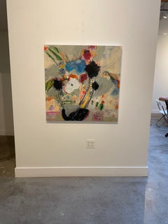 Bows vs Flowers: Acrylic, Mixed-Media Painting on Canvas, 2010s, New, 36x36