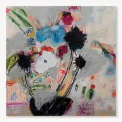 Bows vs Flowers: Acrylic, Mixed-Media Painting on Canvas, 2010s, New, 36x36